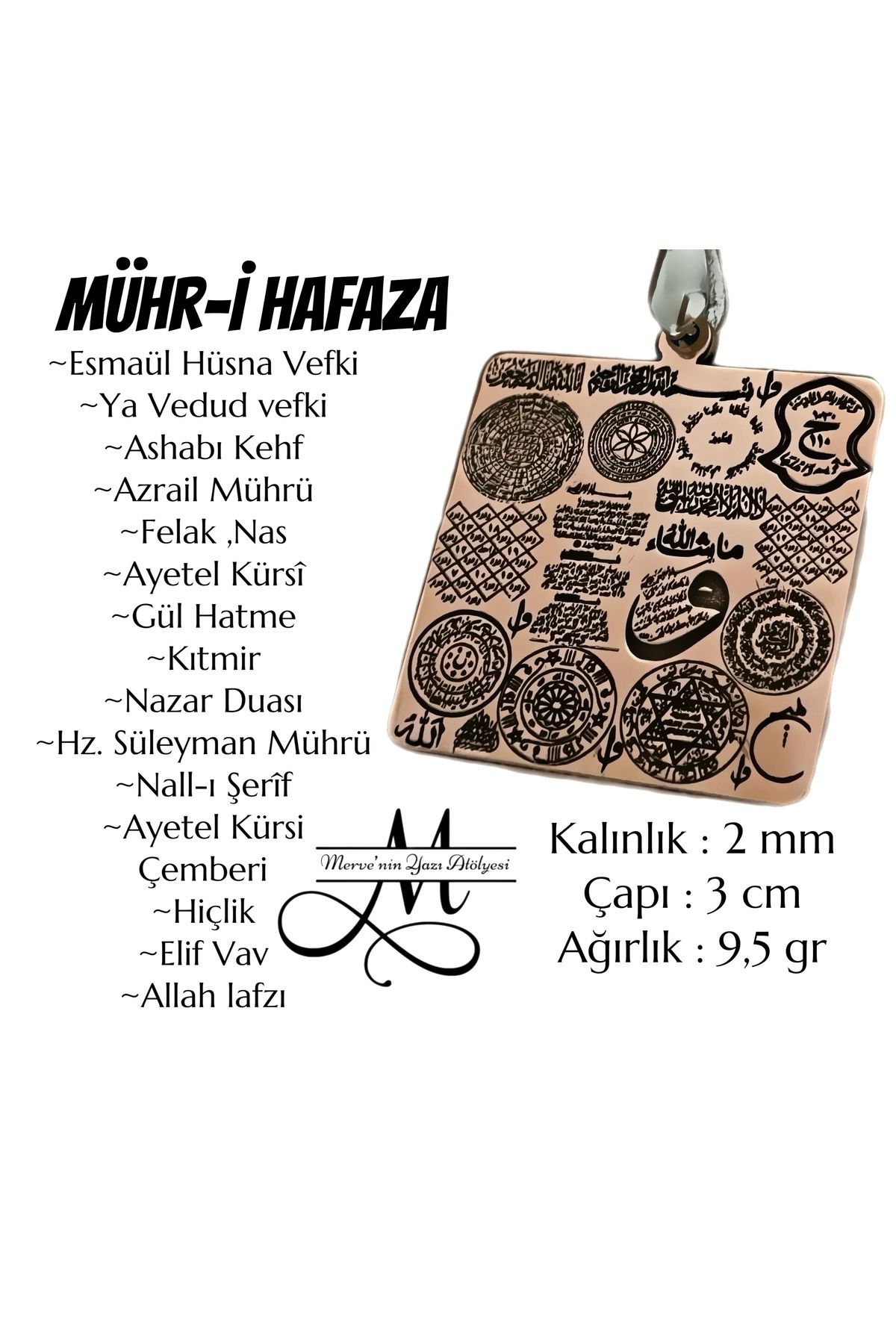 MerveninYaziAtolyesi Mührü-i Hafaza Bakır Kolye