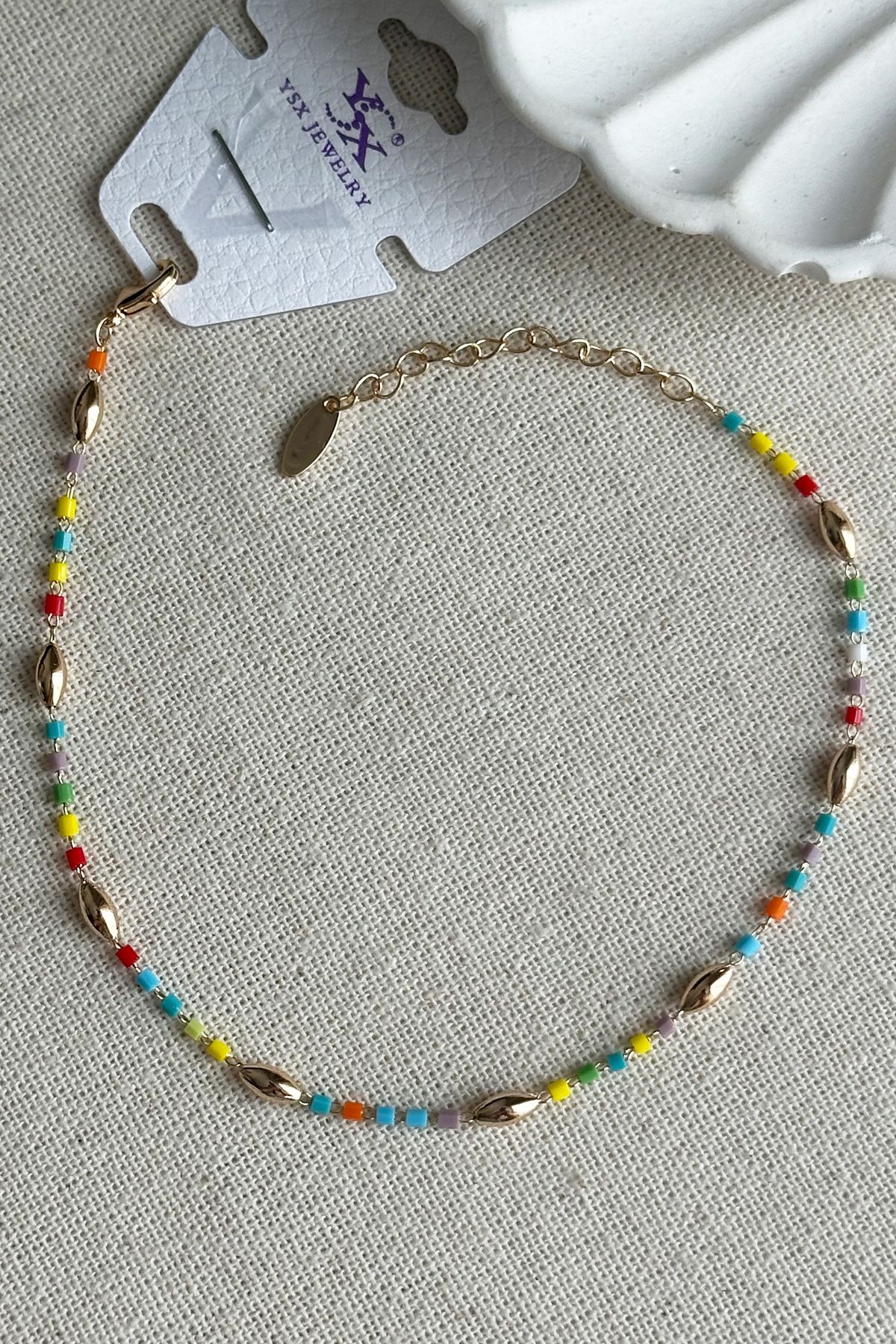 Modacaprea Caprea Pirinç 22 cm+ 5cm Renkli İnce Taşlı Halhal Kararmaz Kadın Renkli Halhal