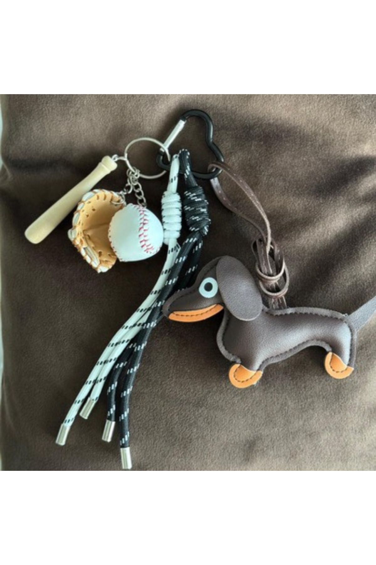 Home Köpek ve Beyzbol Seti Çanta Charmı, Aksesuar, Anahtarlık, Çanta Süsü