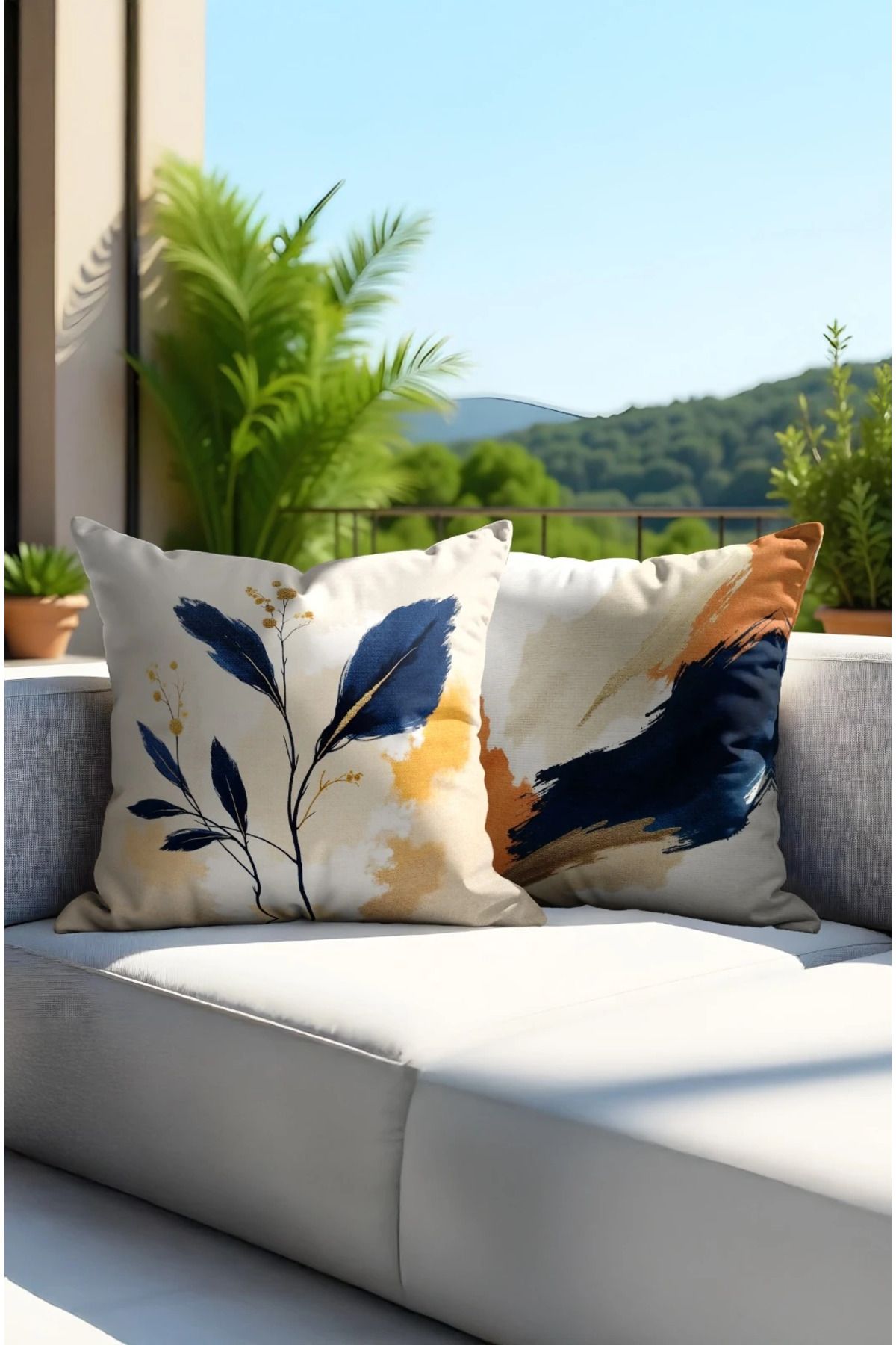 Home 2li Set Dijital Baskı Punch Kırlent Kılıfı 43x43cm - v18