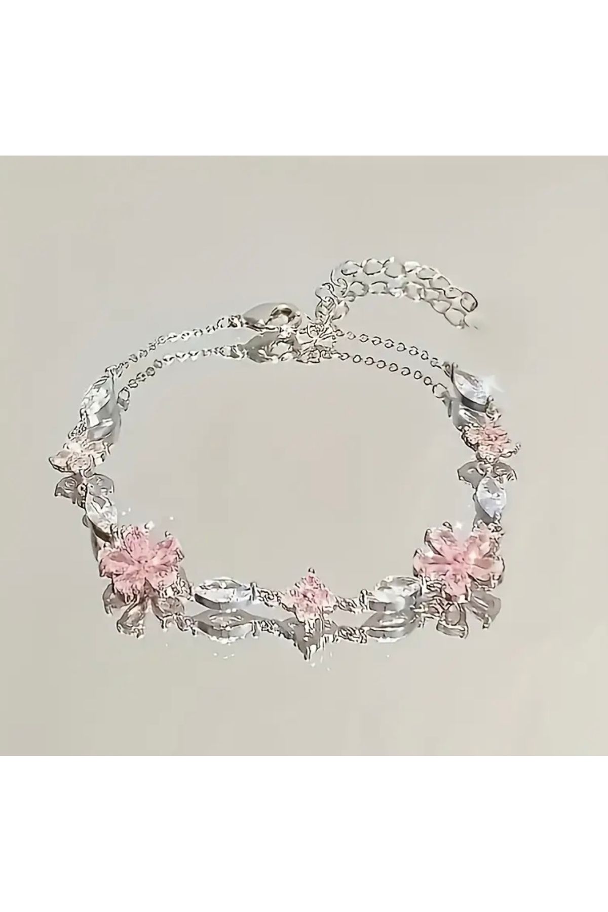 Atalis Pembe çiçek zincir bileklik