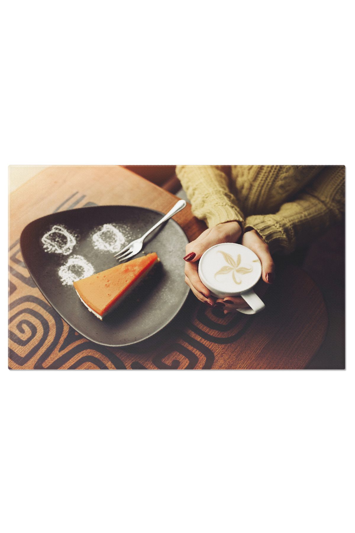 StoryGift Romania Tablou Canvas: Moment De Rasfat - O Cana De Cafea Espresso, Acompaniata De Un Cappuccino Cremos - 40 x 25