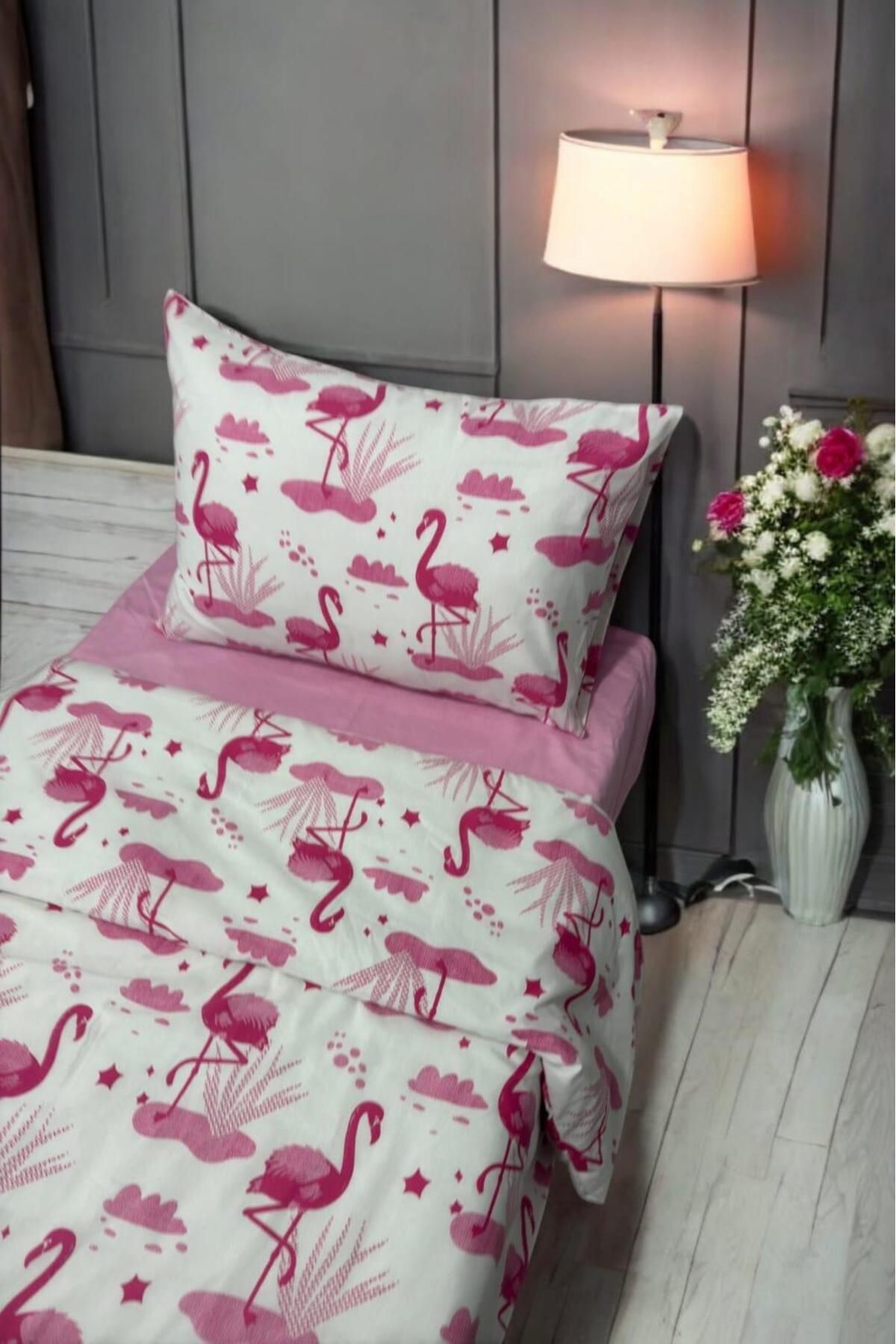 pınars Flamingo Desenli Tek Kişilik Nevresim Takımı