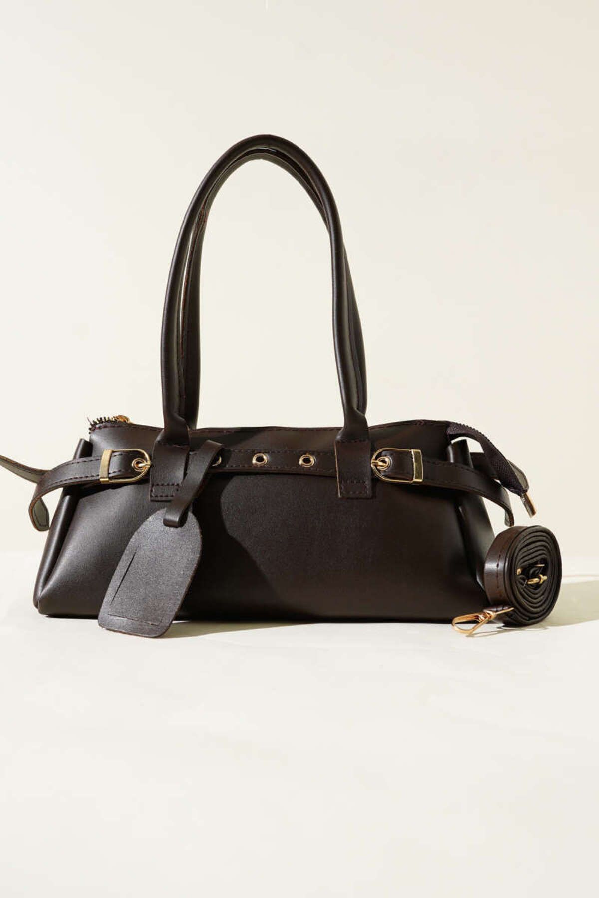 Tugchic Bags Kemer Süslemeli Omuz Çantası Kahve
