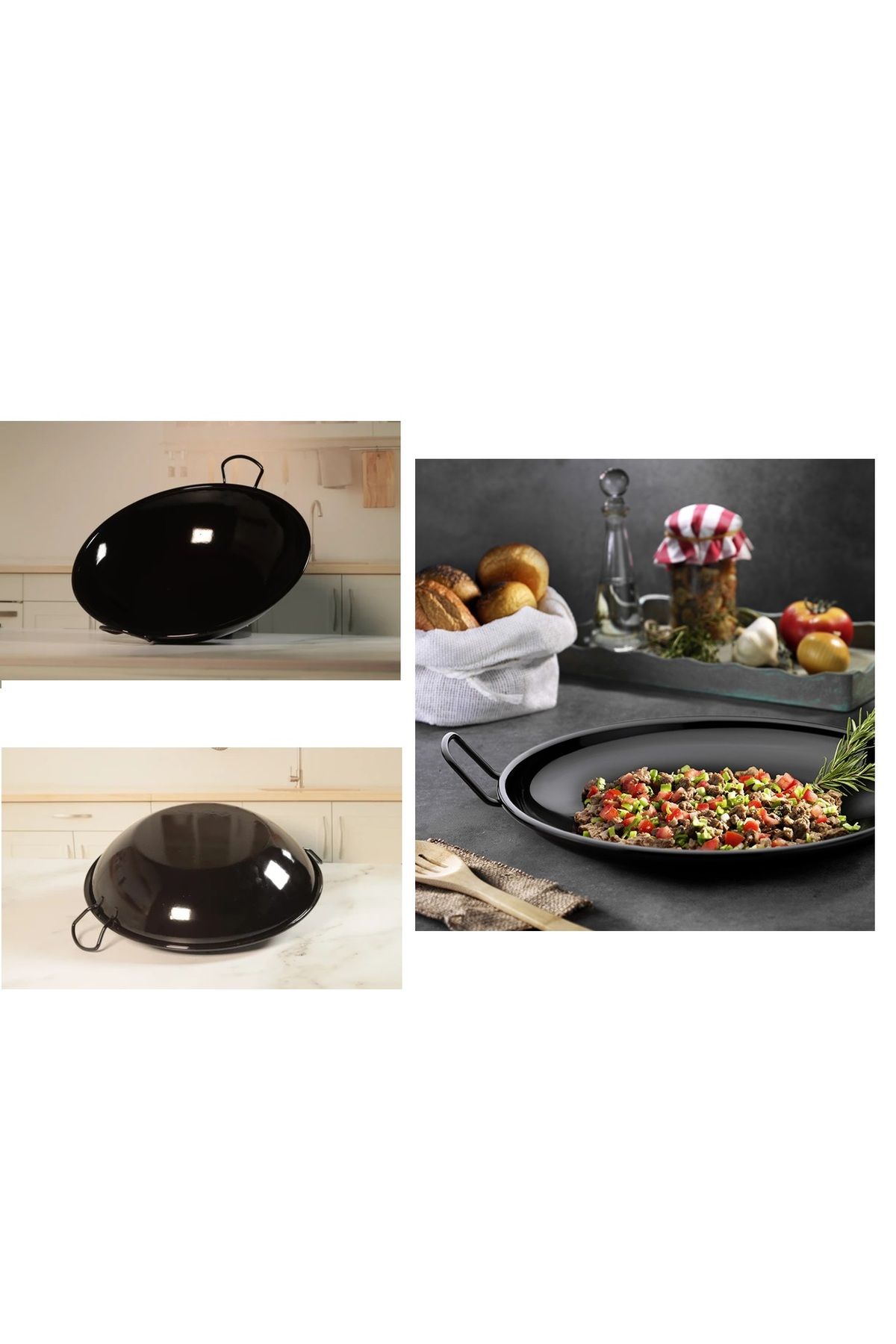 ÖYKÜ VE YİĞİT Wog Tipi Derin Sac Kavurma Tavası - Kamp - Piknik için 28 Cm Emaye