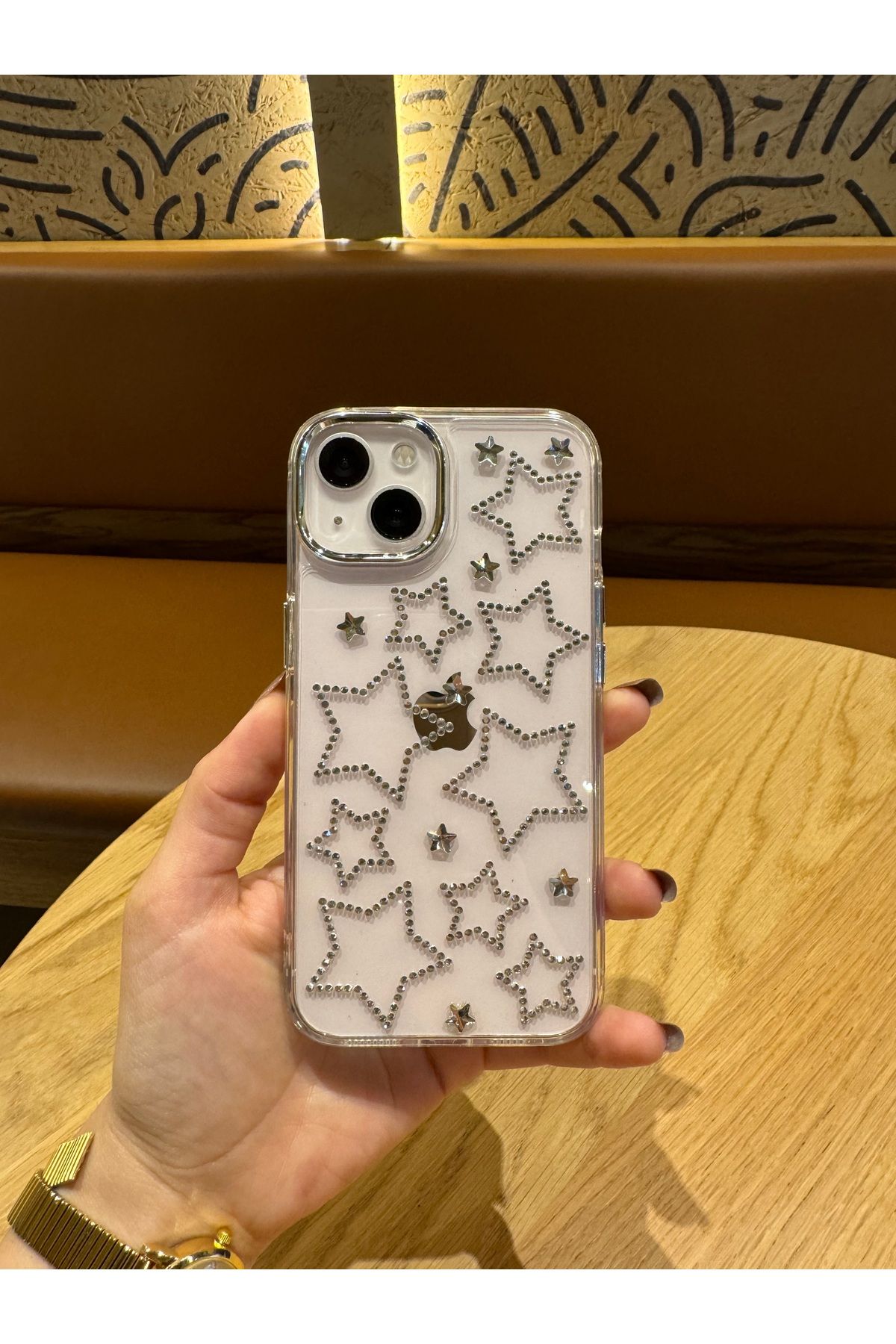 Mois Case İPhone 13-14 uyumlu yıldızlı şeffaf kılıf