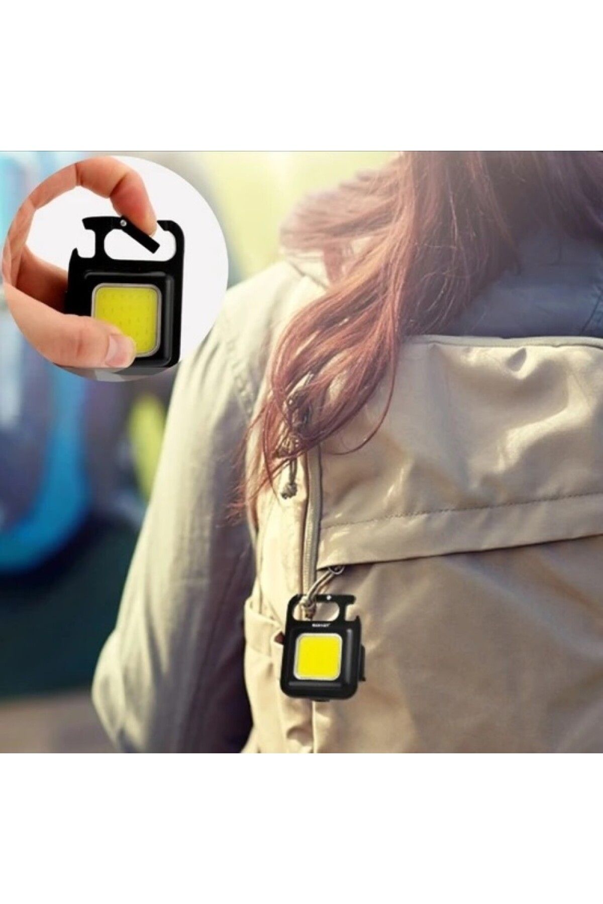 ÖYKÜ VE YİĞİT Mini 30 Ledli Mıknatıslı Anahtarlık Flash Kamp Lambası Askılı Kapak Açacaklı Şarjlı Fener