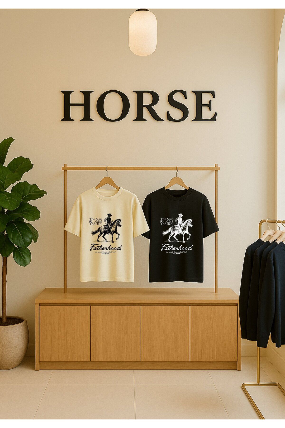 Horse LİKRALI %100 PAMUK ERKEK BİSİKLET YAKA OVERSİZE BASKILI T-SHİRT