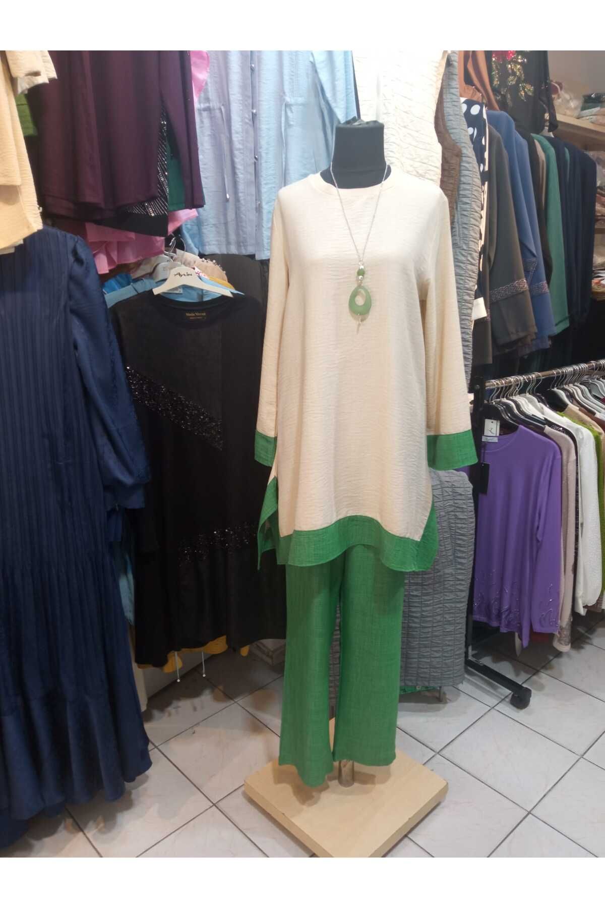 MODA Pantolonlu Keten İkili Takım