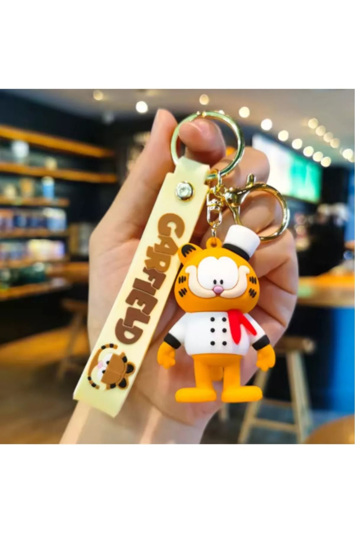 mihi hediyelik Garfield Sevimli Anahtarlık, çanta süsü,3D,Lüx,silikon
