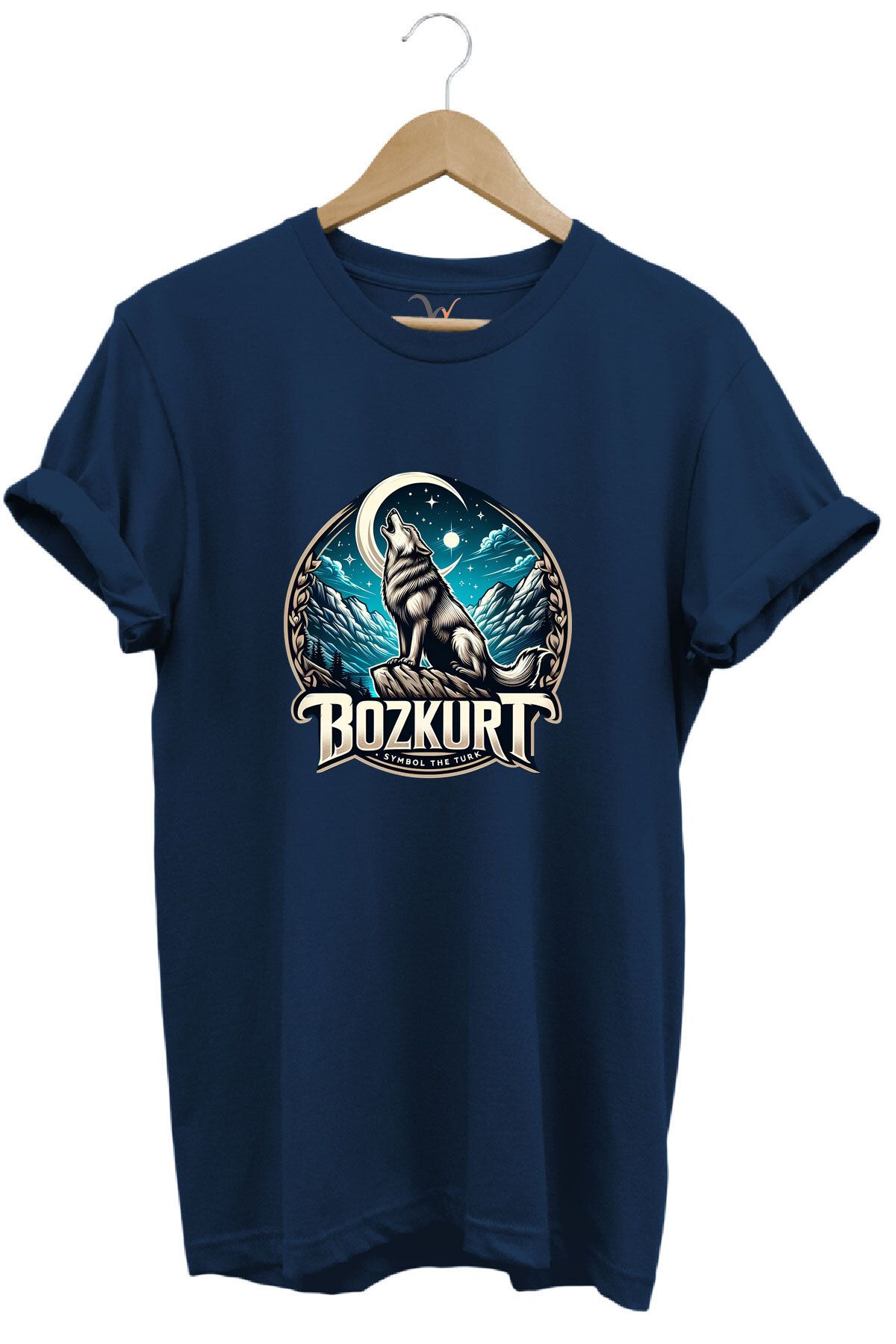 MODA Türkiye Kurt Baskılı Türkçülük Bozkurt %100 Pamuk Bisiklet Yaka Basic T-shirt