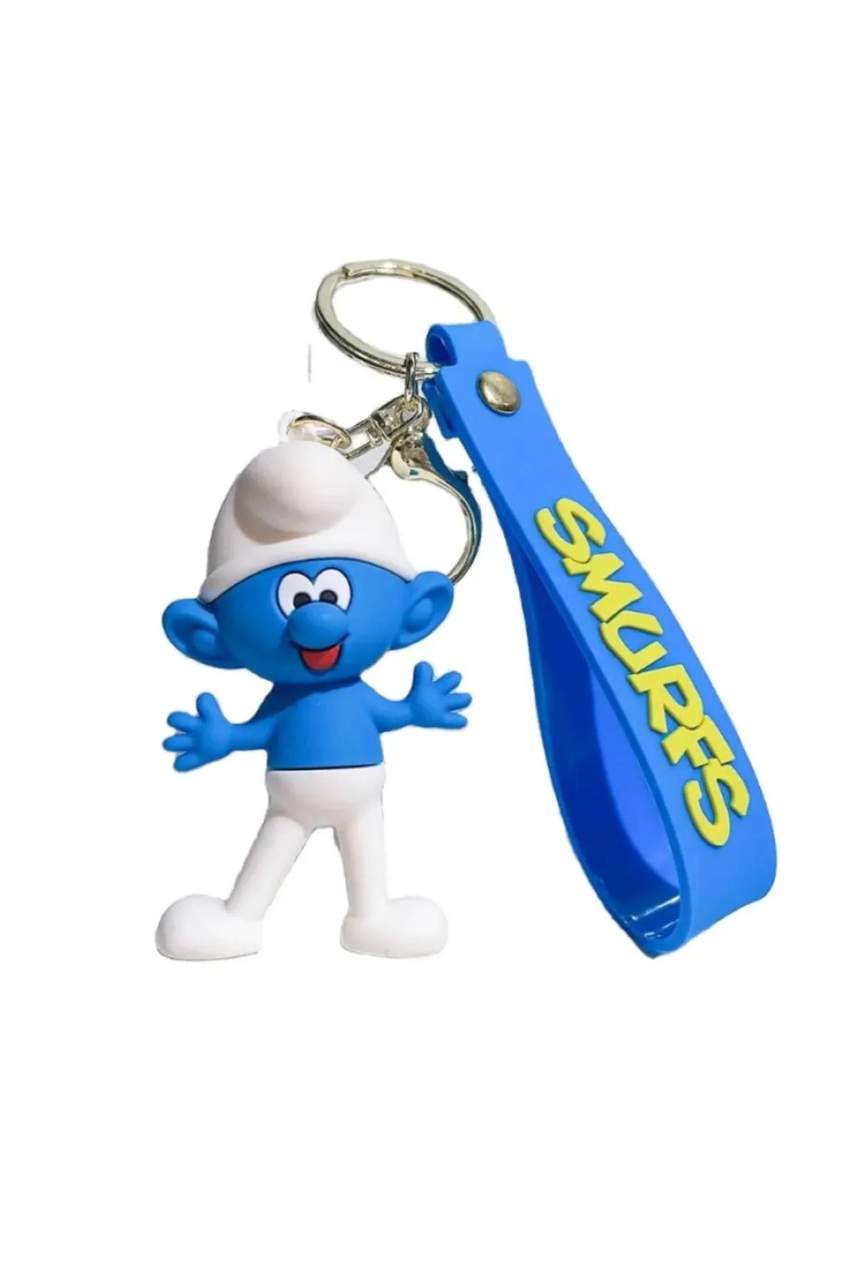 mihi hediyelik Sevimli Şirinler Karakterleri 3D Silikon Anahtarlık Kaliteli Büyük Boy Smurfette Çanta Süsü