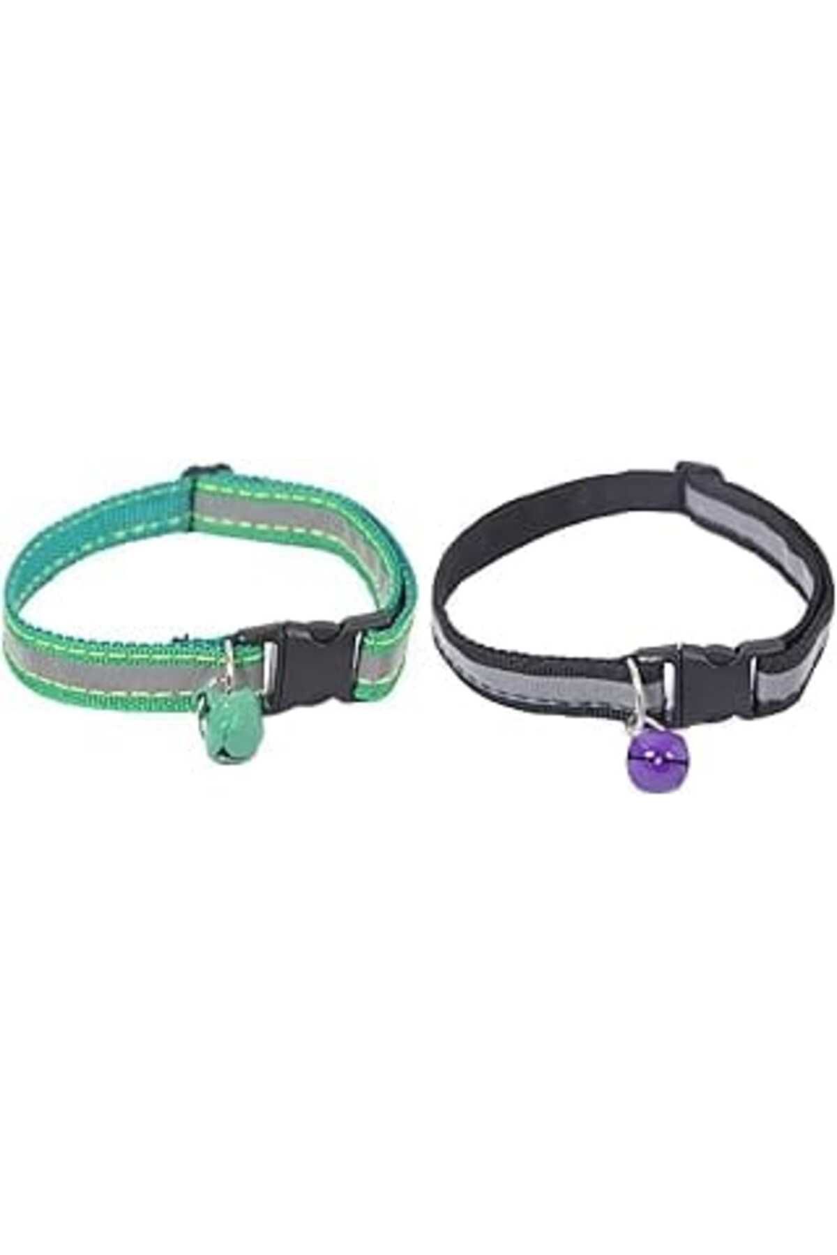 DENİZBİLİŞİM X-Perk Kedi Köpek Reflektörlü Zilli Boyun Tasması Boyun Tasma Ayarlı 2 Adet