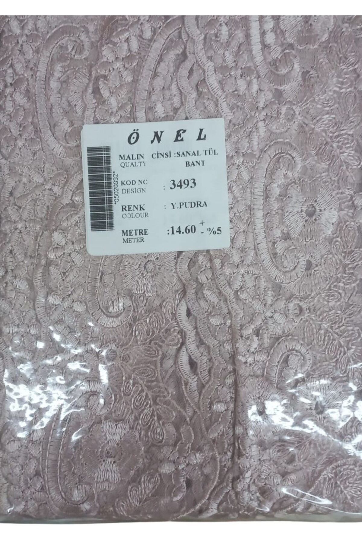 Modafiks Dantel Polyester Sanal Tül Bant Y.Pudra 14,60 Metre En 6 cm ON-3493-PU