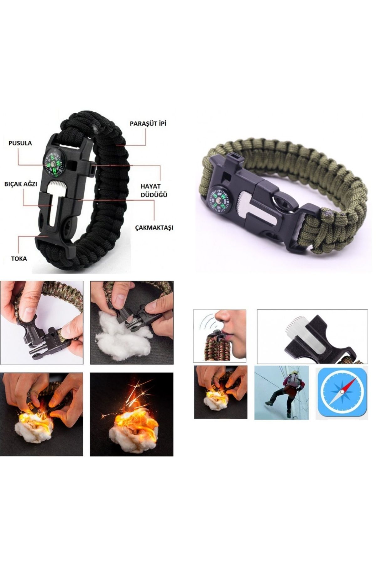 ÖYKÜ VE YİĞİT Survival Bileklik - SOS Multi Fonksiyonlu Hayatta Kalma Bilekliği