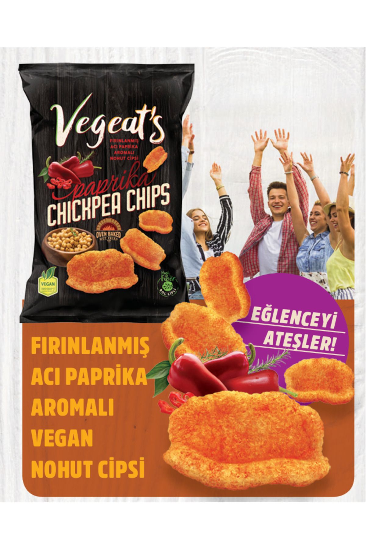 Healthy Life Vegeat’s Fırınlanmış Acı Paprika Aromalı Nohut Cipsi (50GR)