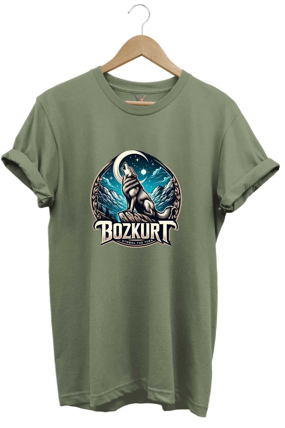 MODA Türkiye Kurt Baskılı Türkçülük Bozkurt %100 Pamuk Bisiklet Yaka Basic T-shirt