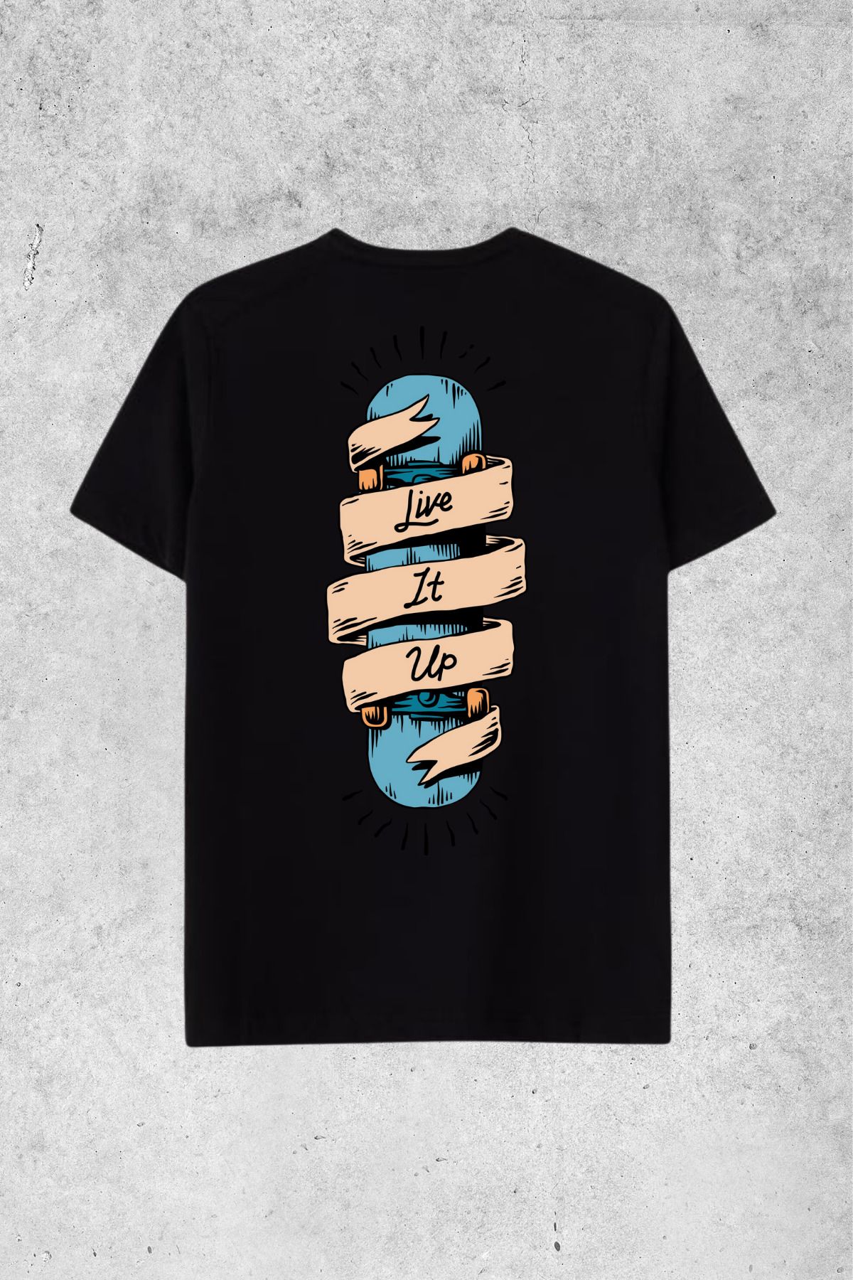 MOLICO Basic Unisex sıfır yaka kısa kollu OVERSİZE sırt baskılı tshirt