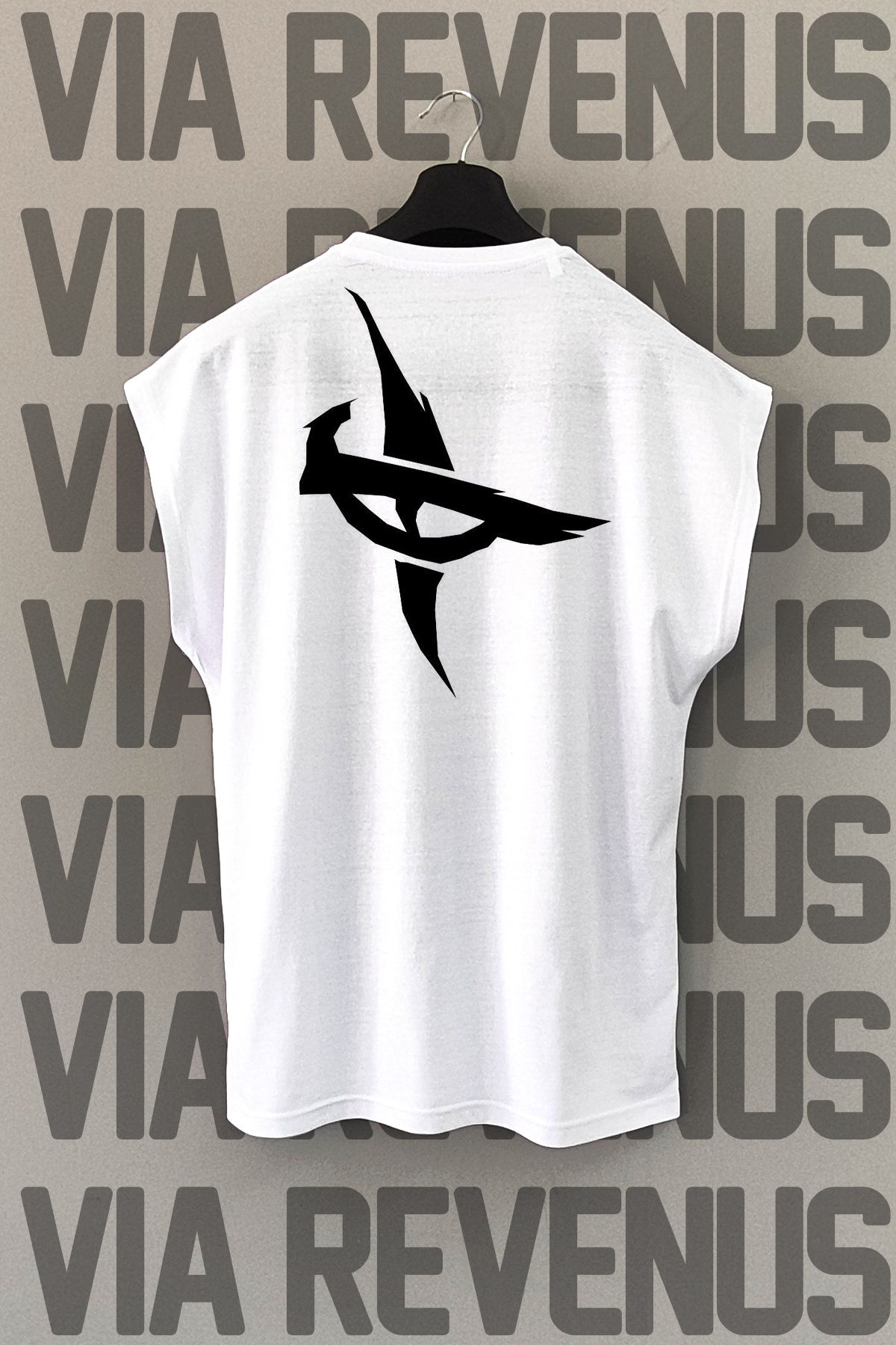 Vordevia Göz Sırt Baskılı Sıfır Kollu Bisiklet Yaka Spor Tshirt