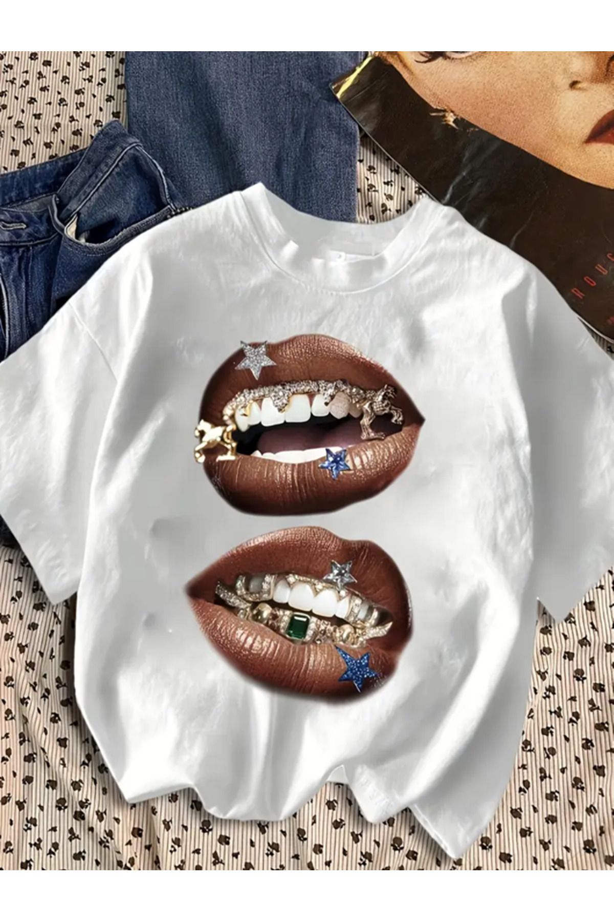 FULL TOLERANCE Dudak Deniz Yıldızı Pırlanta baskılı Tshirt