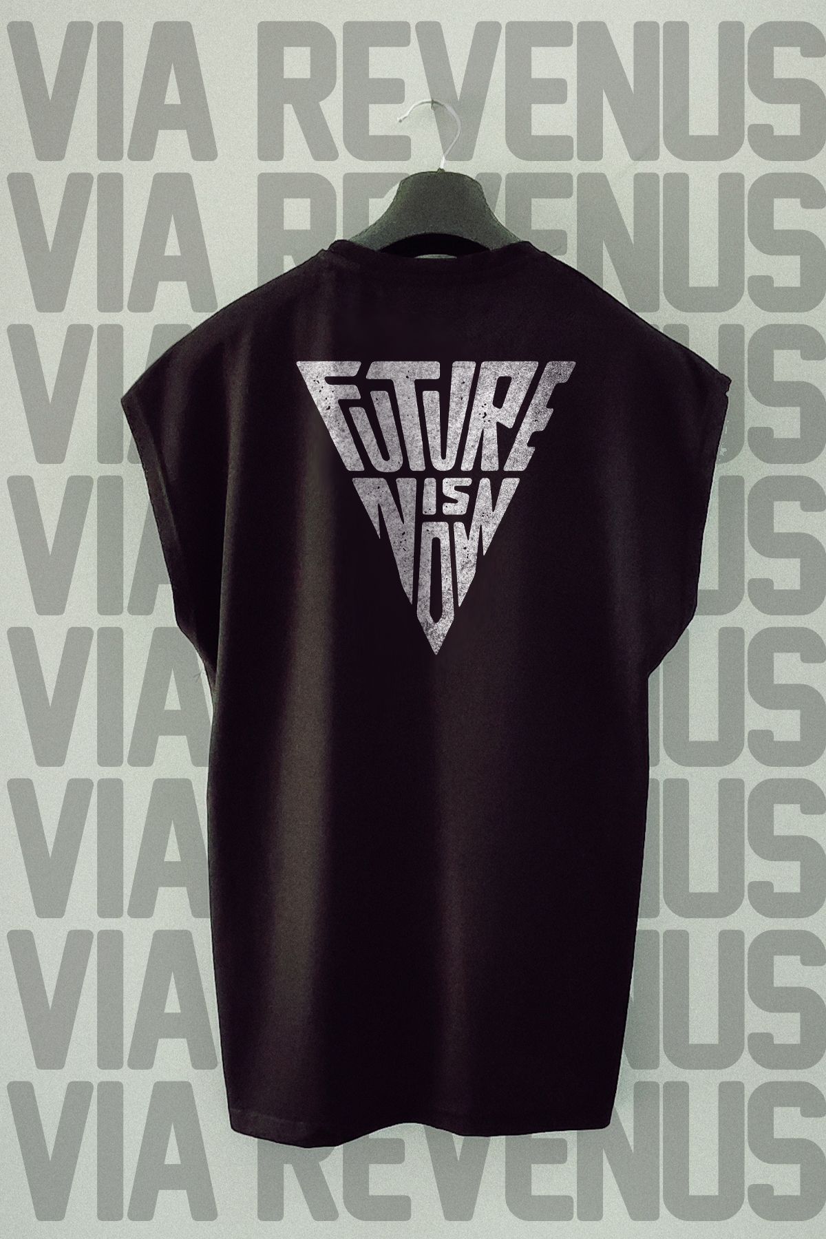 Vordevia Future is Now Sırt Baskılı Sıfır Kollu Bisiklet Yaka Spor Tshirt