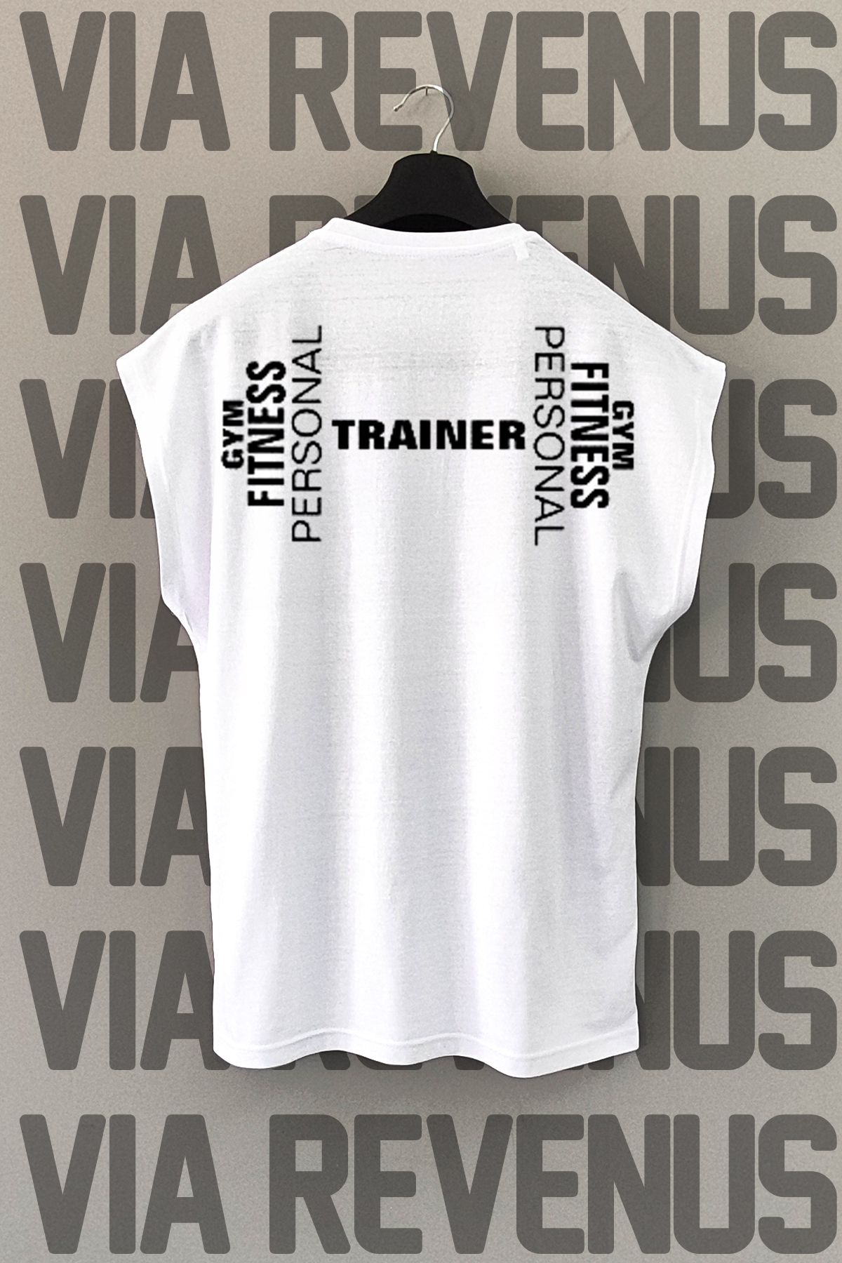 Vordevia Gym Fitness Personal Trainer Sırt Baskılı Sıfır Kollu Bisiklet Yaka Spor Tshirt