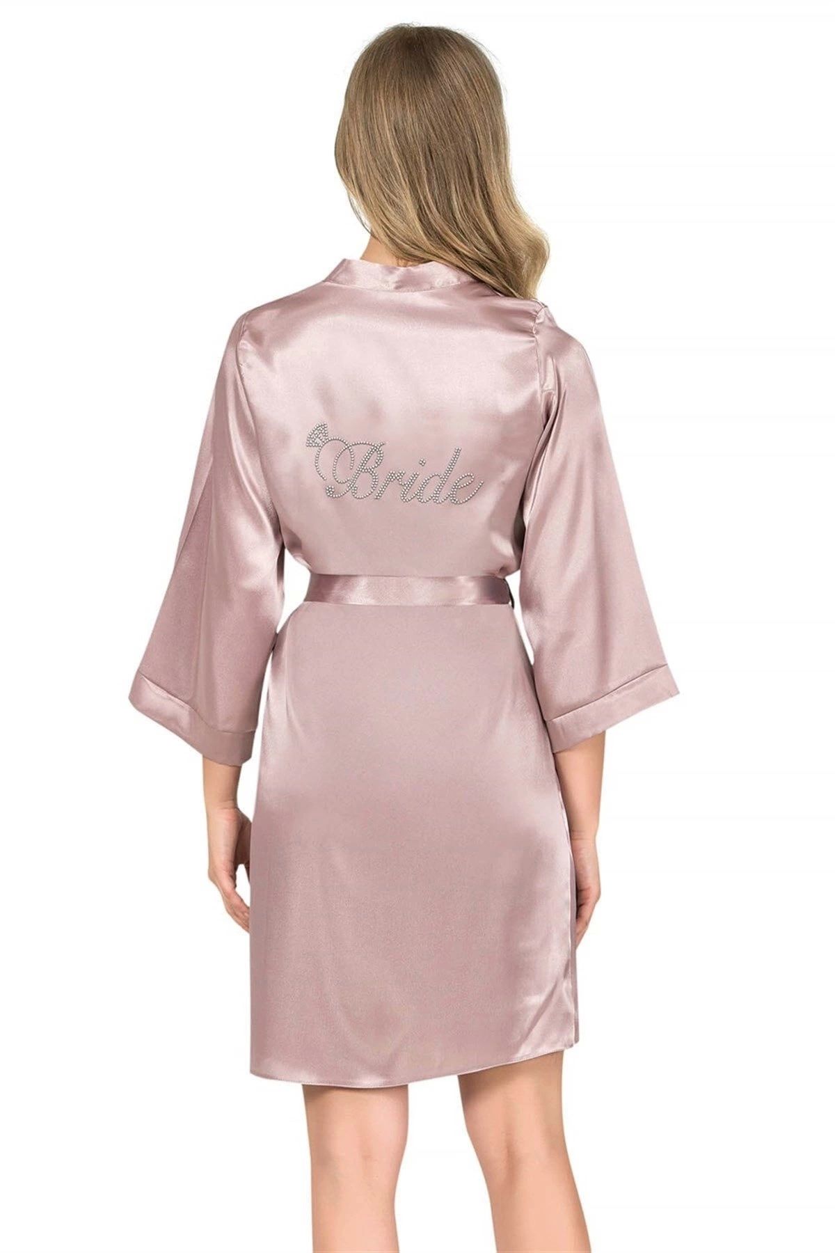 GiyimCity Vizon Kısa Saten Bride Sabahlık