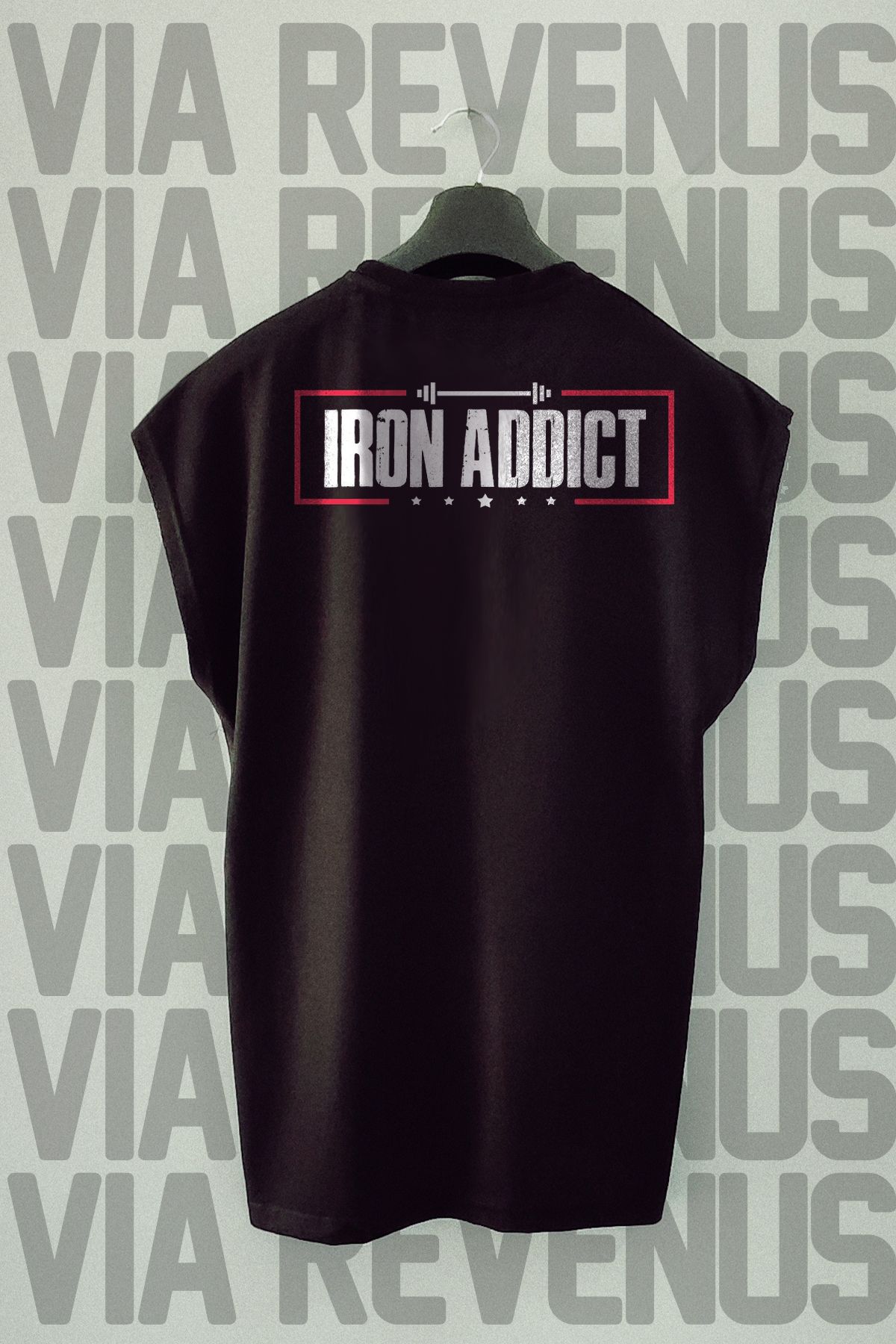 Vordevia Iron Addict Sırt Baskılı Sıfır Kollu Bisiklet Yaka Spor Tshirt