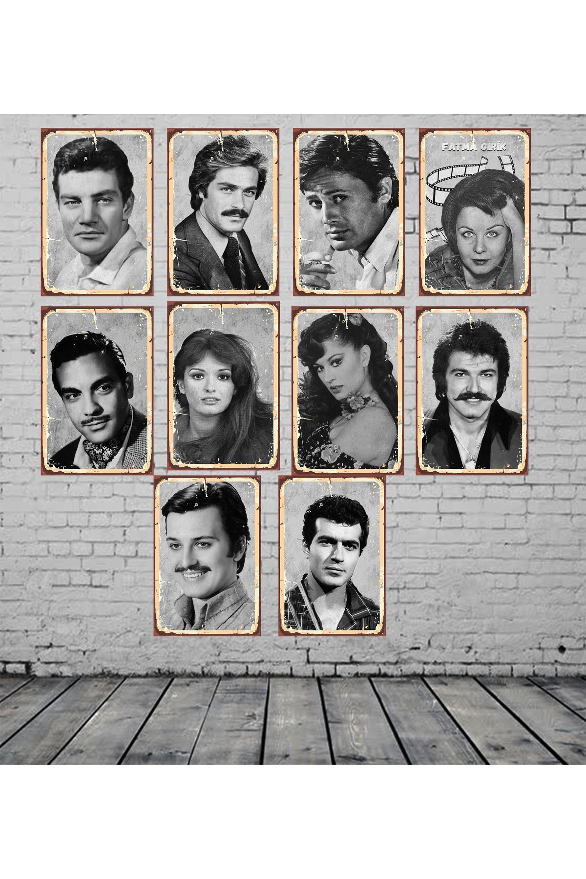 TAKIFİX Yeşilçam Oyuncuları Serisi Temalı 10 Adet Her Biri 20 x 30 CM MDF Duvar Tablosu 04