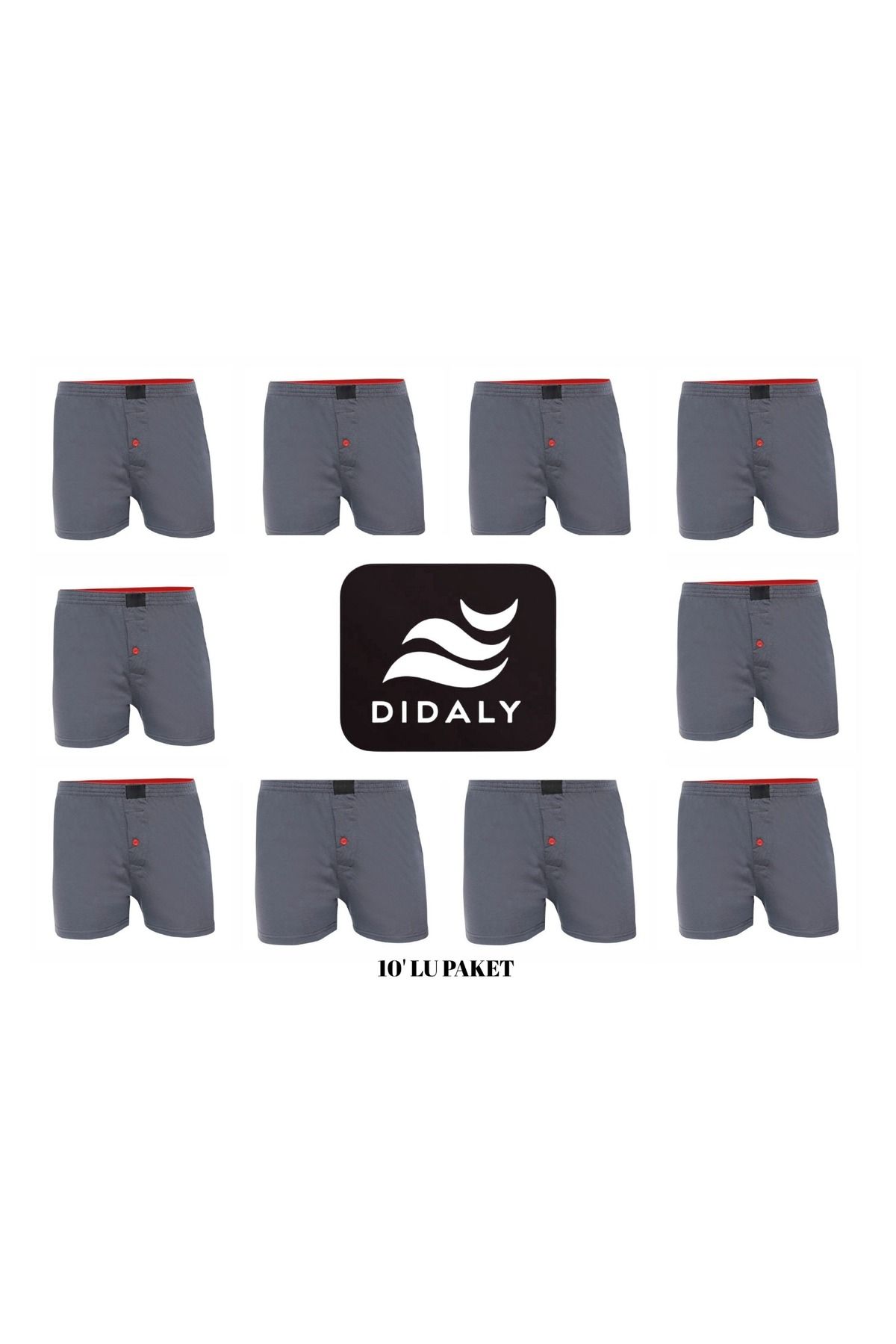 Didaly 10'lu Erkek Rahat Kesim Havlu Bel Penye Pamuklu Likralı Rahat Kalıp A Kalite Boxer (ESNEK)