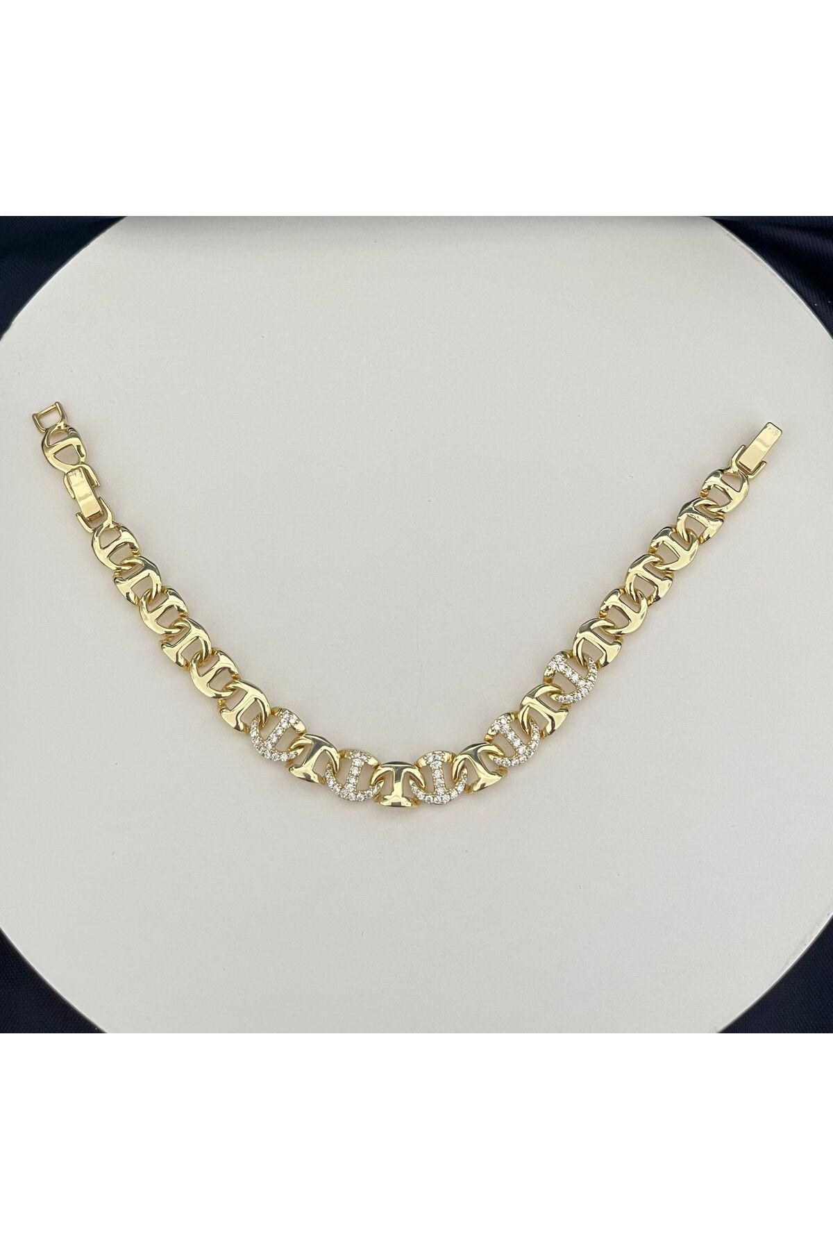 stainles steel VIP 14K Taşlı Geçmeli Bileklik