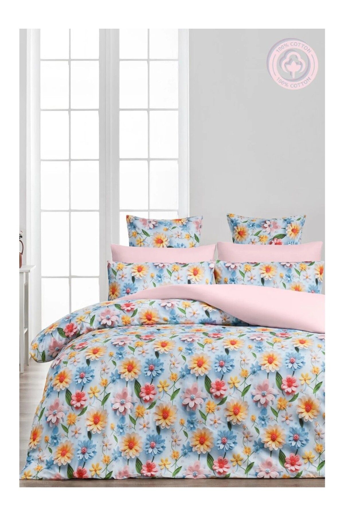 Sheri Home Tekstil Flowers Çift Kişilik Nevresim Seti 1 Adet Nevresim 200x220 5D Baskı TY6555565888
