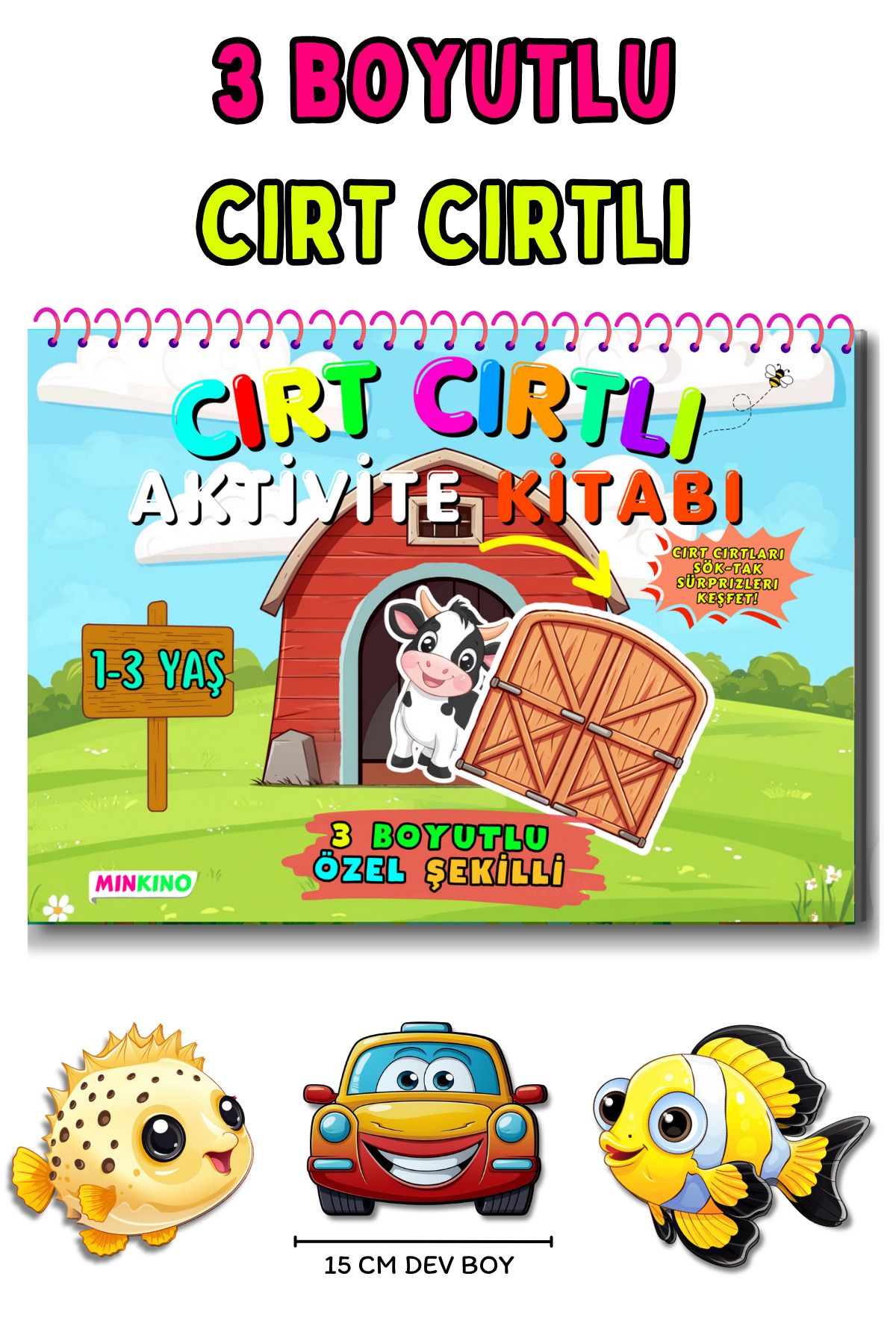 minkino 1-3 Yaş Cırt Cırtlı Aktivite Kitabı | 3 Boyutlu