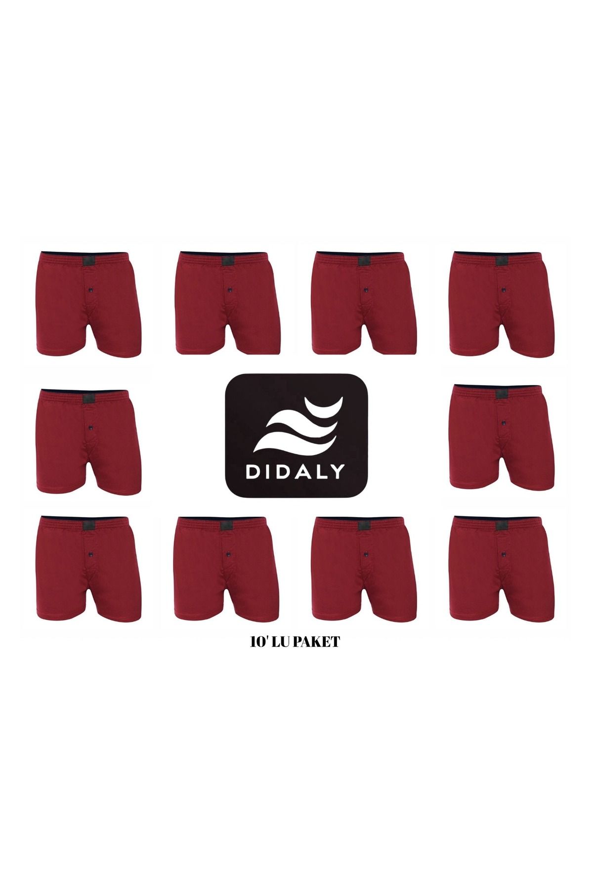 Didaly 10'lu Erkek Rahat Kesim Havlu Bel Penye Pamuklu Likralı Rahat Kalıp A Kalite Boxer (ESNEK)
