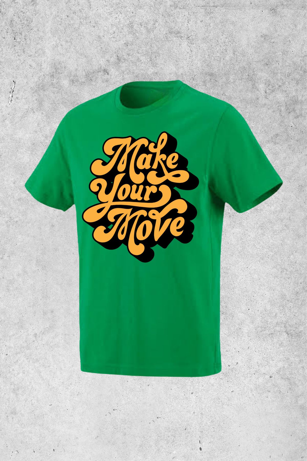 MOLICO BASİC unisex sıfır yaka kısa kollu MAKE YOUR MOVE baskılı tshirt