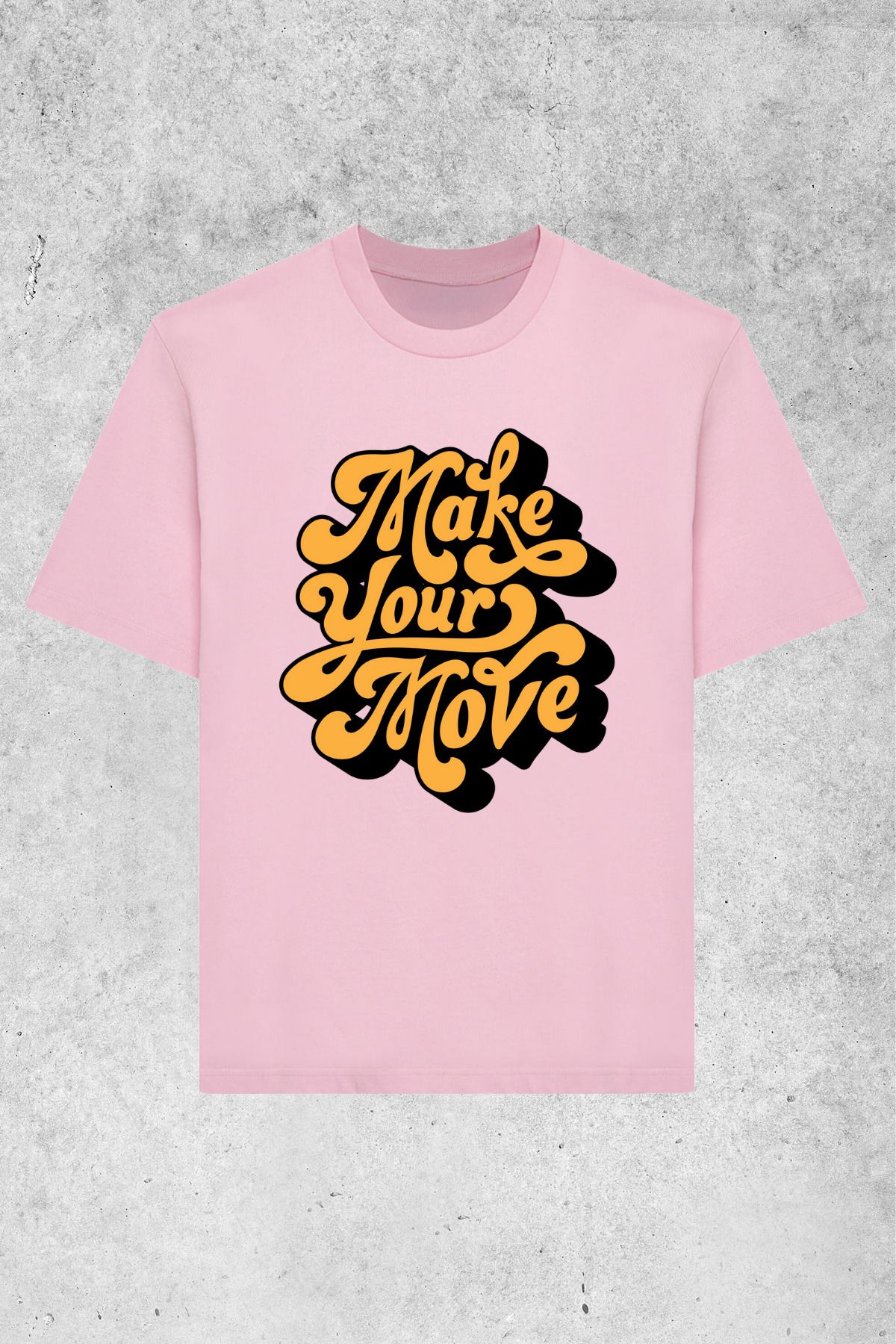 MOLICO BASİC unisex sıfır yaka kısa kollu MAKE YOUR MOVE baskılı tshirt