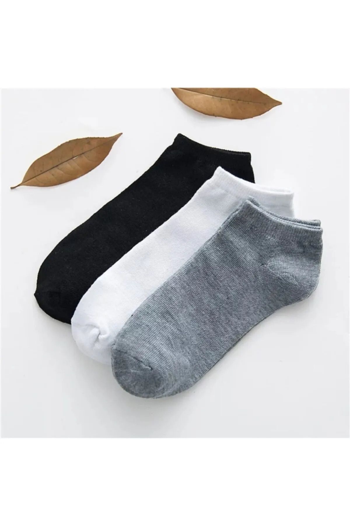 medi store 6 Çift Unisex Siyah Beyaz Gri Bilek Çorap 6 Çift