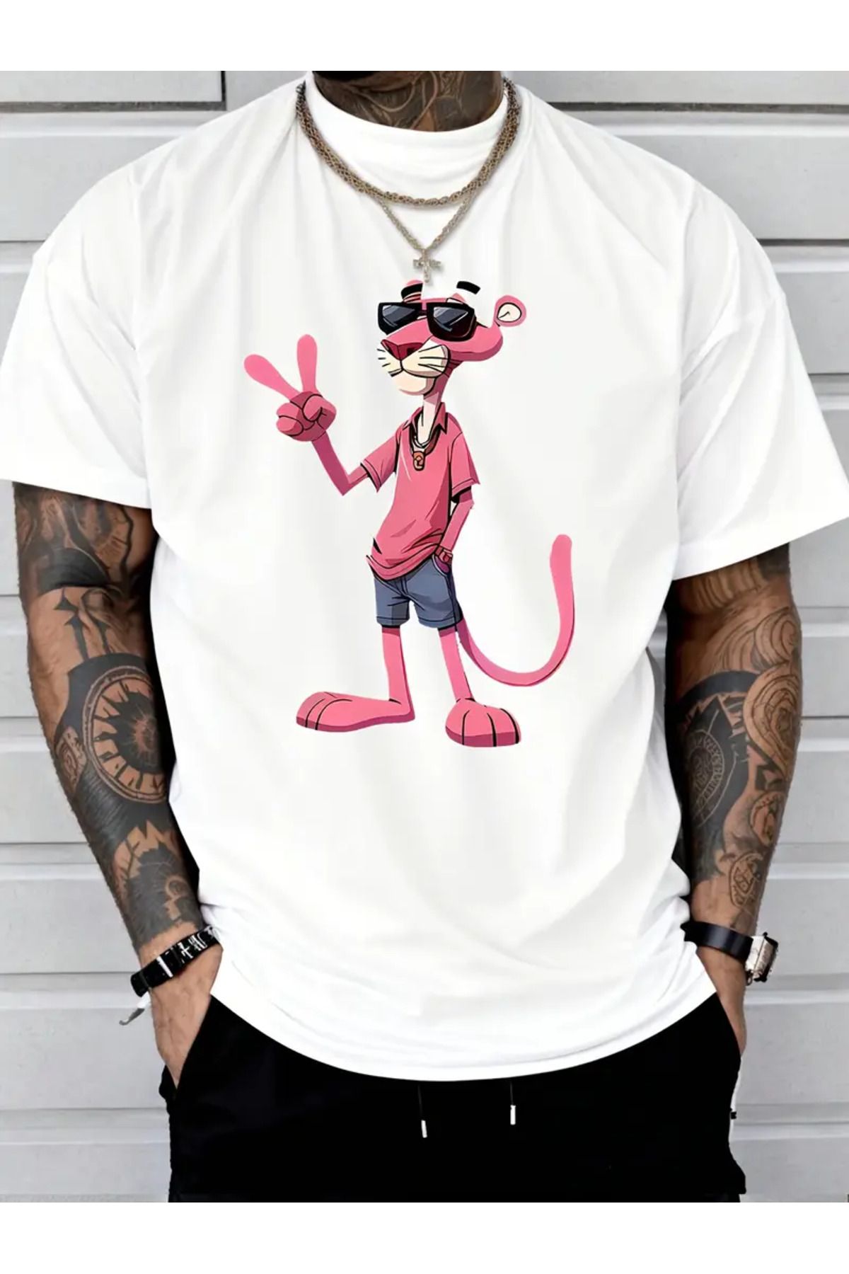 AEMİ Unisex Baskılı Oversize Bisiklet Yaka T-shirt