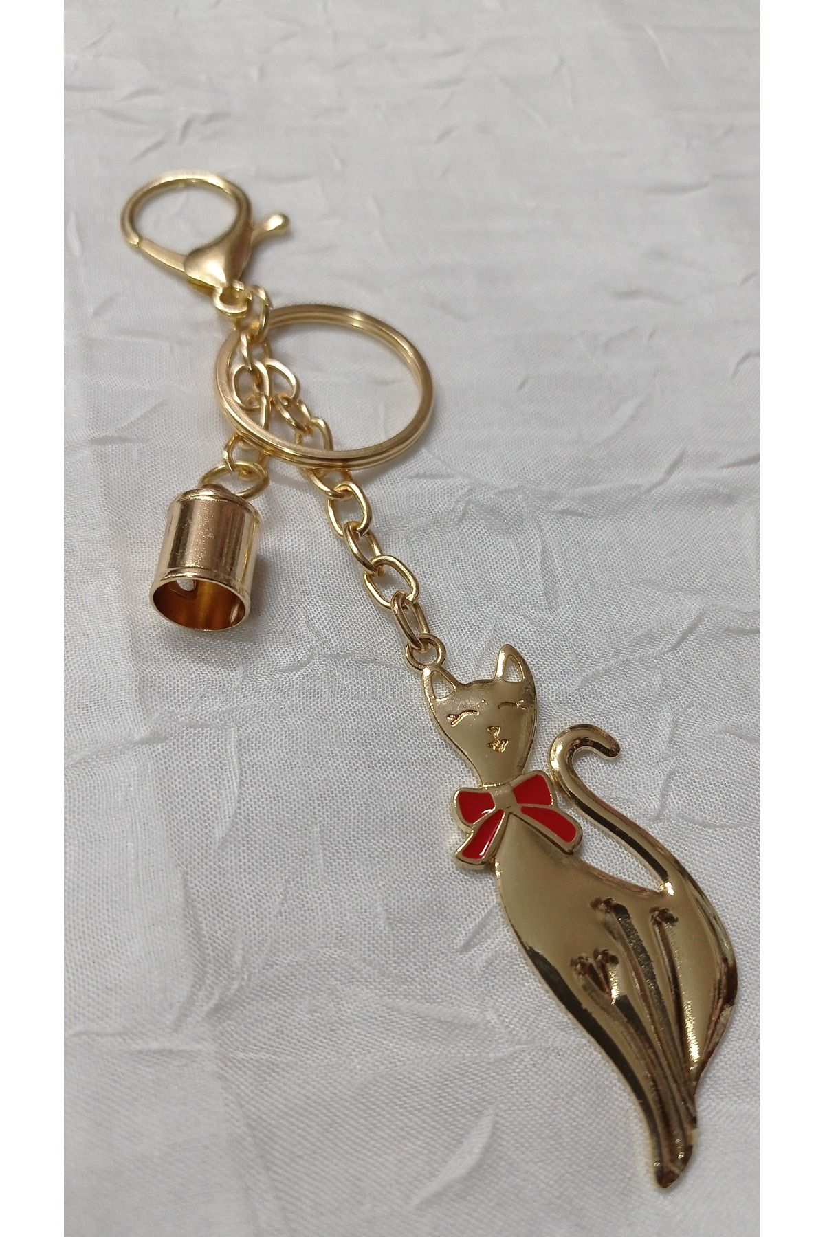 rüya hobi Kedi Model Çanta Süsü-Zincirli-Kovanlı-Gold-Çanta Charmı-