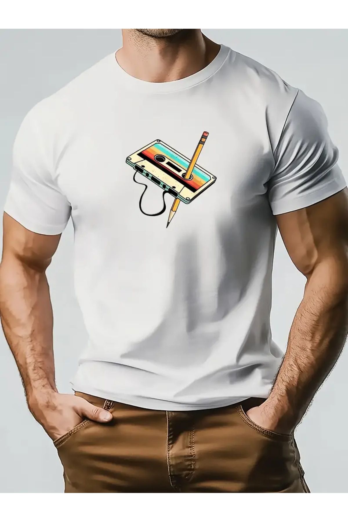 AEMİ Unisex Baskılı Oversize Bisiklet Yaka T-shirt