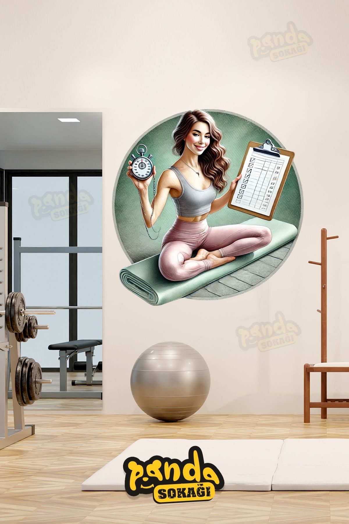 PANDA SOKAĞI Pilates Salonu Kendinden Yapışkanlı Sticker , Pilates Sticker, Pilates Salonu Sticker