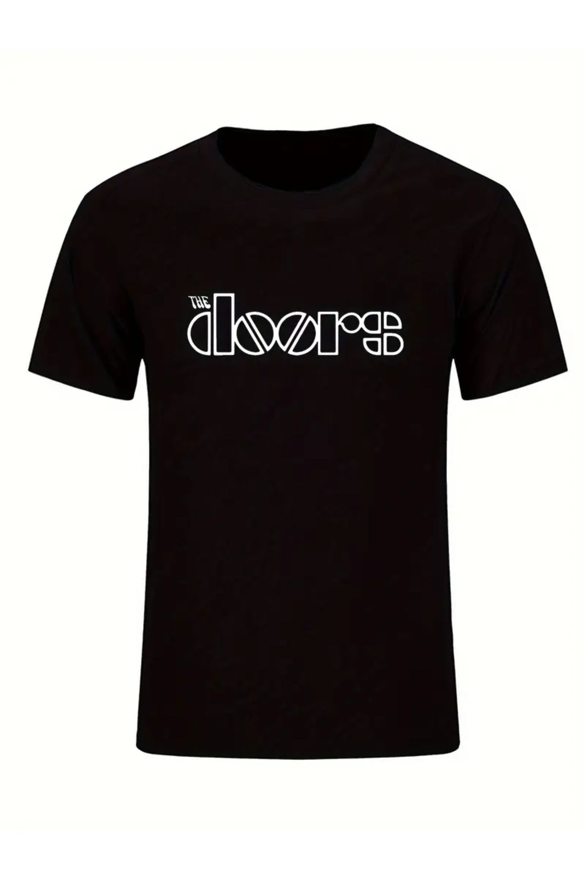 AEMİ Unisex Doors Baskılı Oversize Bisiklet Yaka T-shirt