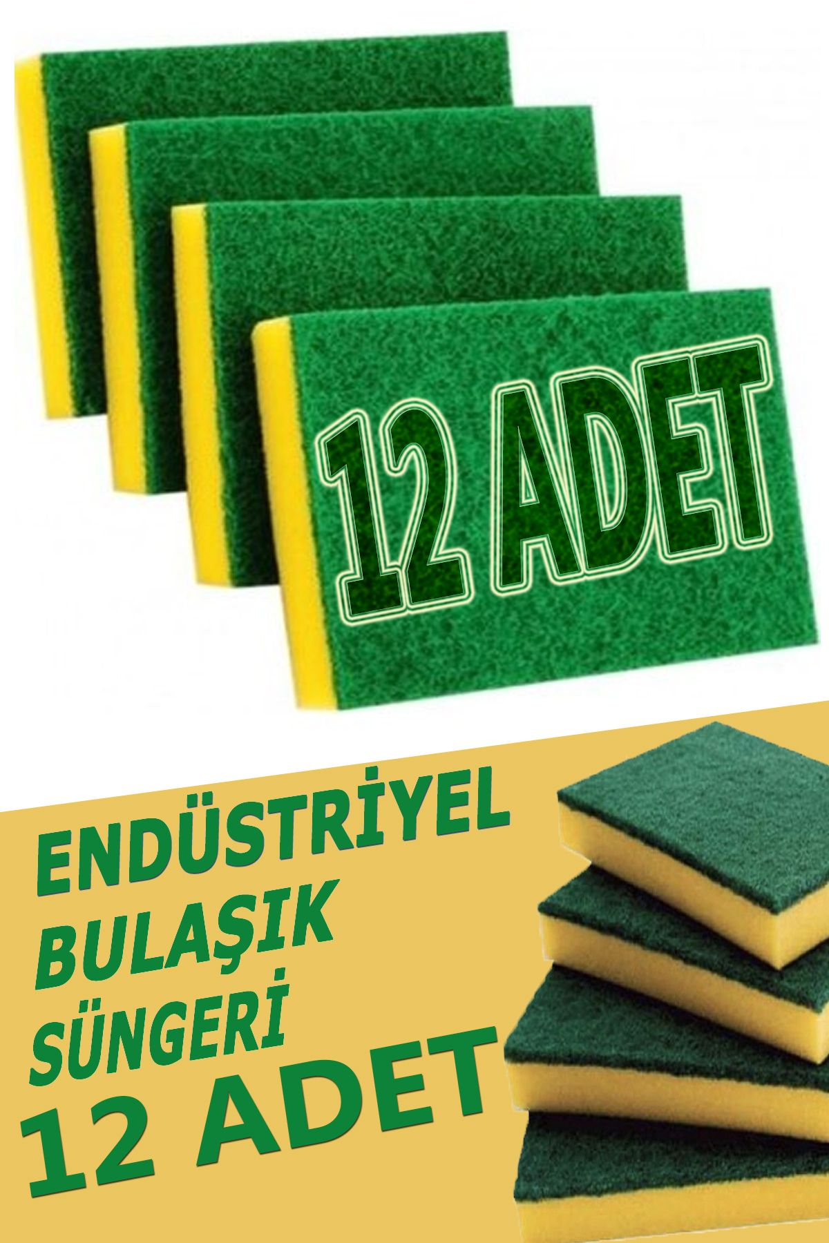 Pc Premium Center Endüstriyel Bulaşık Süngeri 12 Adet ( Büyük Boy )