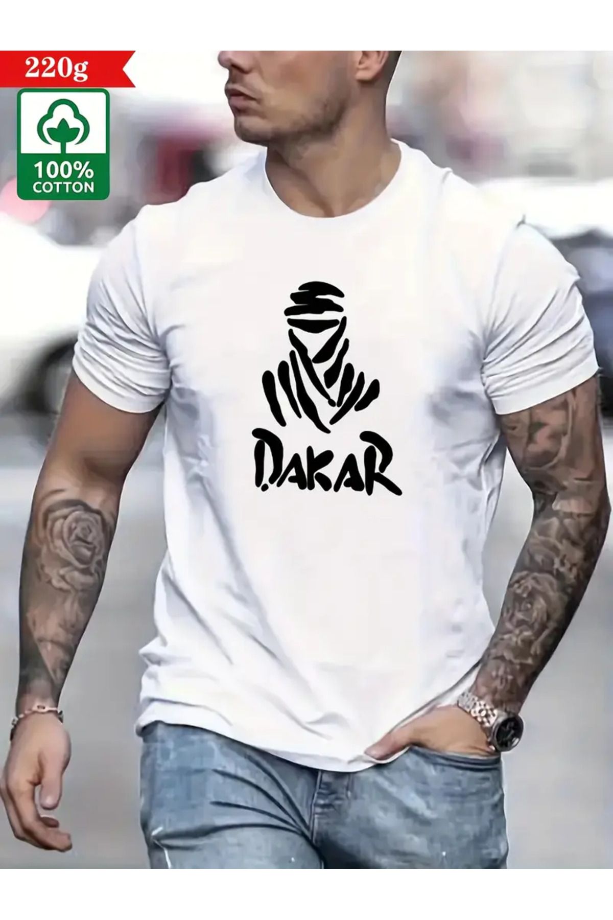 AEMİ Unisex Dakar Baskılı Oversize Bisiklet Yaka T-shirt