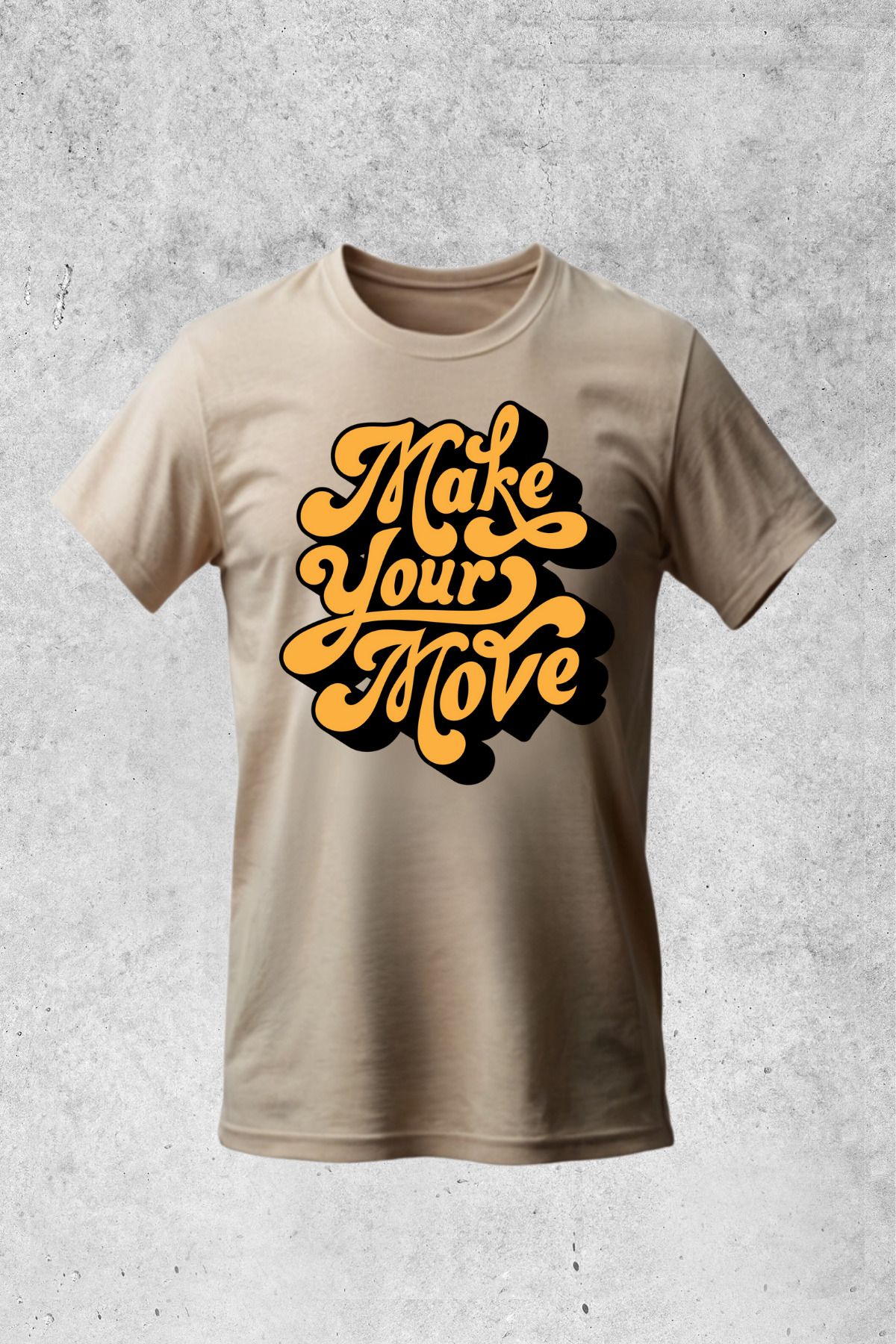 MOLICO BASİC unisex sıfır yaka kısa kollu MAKE YOUR MOVE baskılı tshirt
