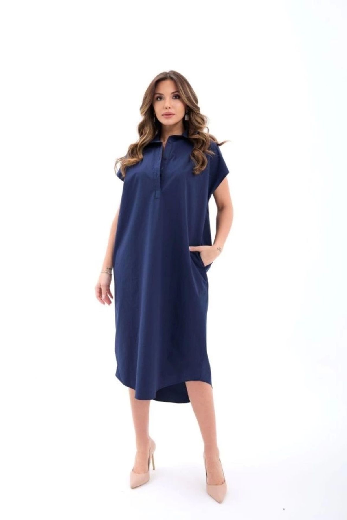 Butik 7464 ELBİSE-LACİVERT