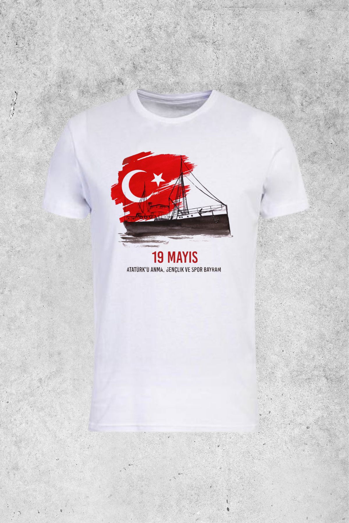 MOLICO Basic unisex kısa kollu sıfır yaka 19 MAYIS BASKILI tshirt