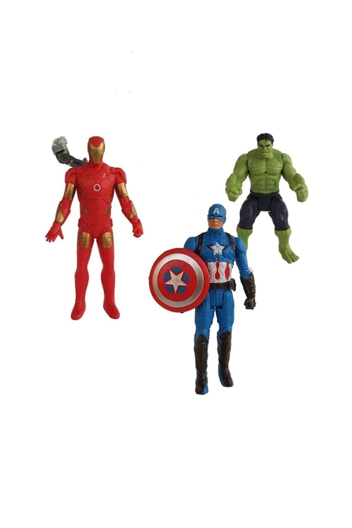 BAMTEBİ Avengers 2 Oyuncak 3'lü Süper Kahraman Oyuncak Figürleri Spider man Hulk ve Kaptan America 11 cm