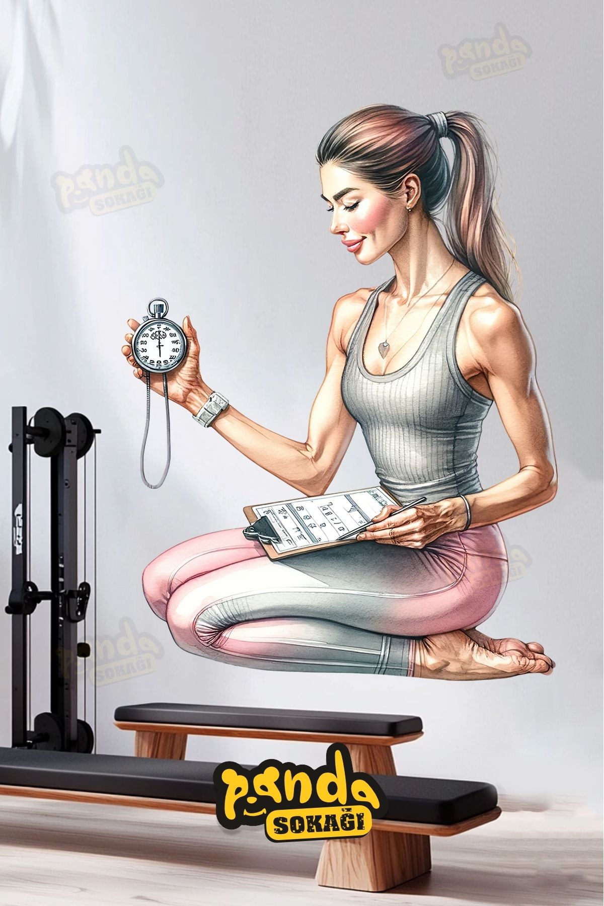 PANDA SOKAĞI Pilates Salonu Sticker Kendinden Yapışkanlı Ev Yatak Odası Balkon Duvar Kağıdı Dekorasyonu Sticker