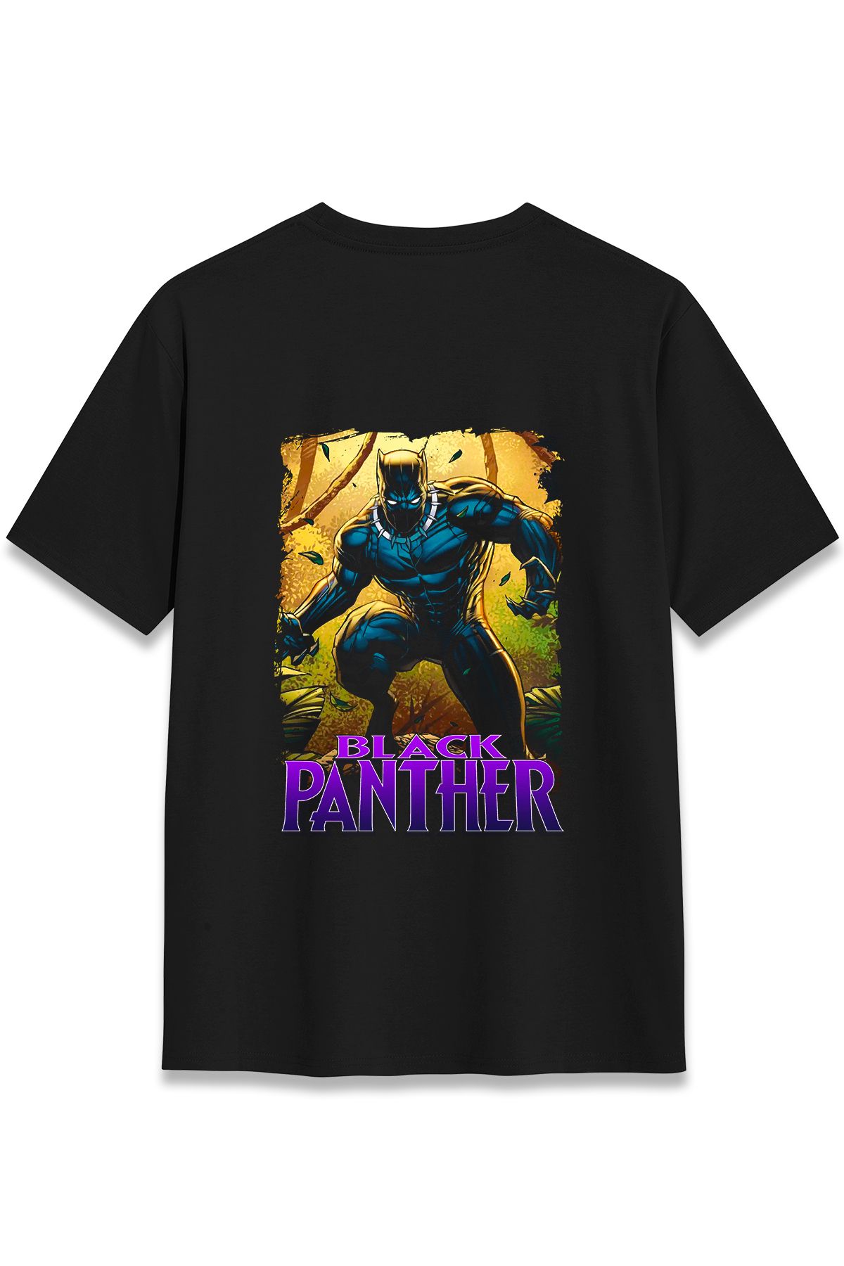 EZG Business Black Panther Model Sırt Baskılı T-Shirt Unisex %100 Pamuk Cotton Rahat Regular Halftone Tişört